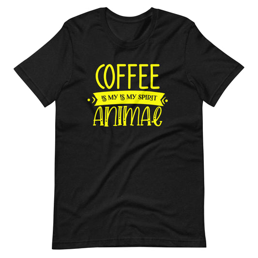 Printagon - Coffee is my Spirit Animal - Yellow - Unisex-T-shirt - Black Heather / XS