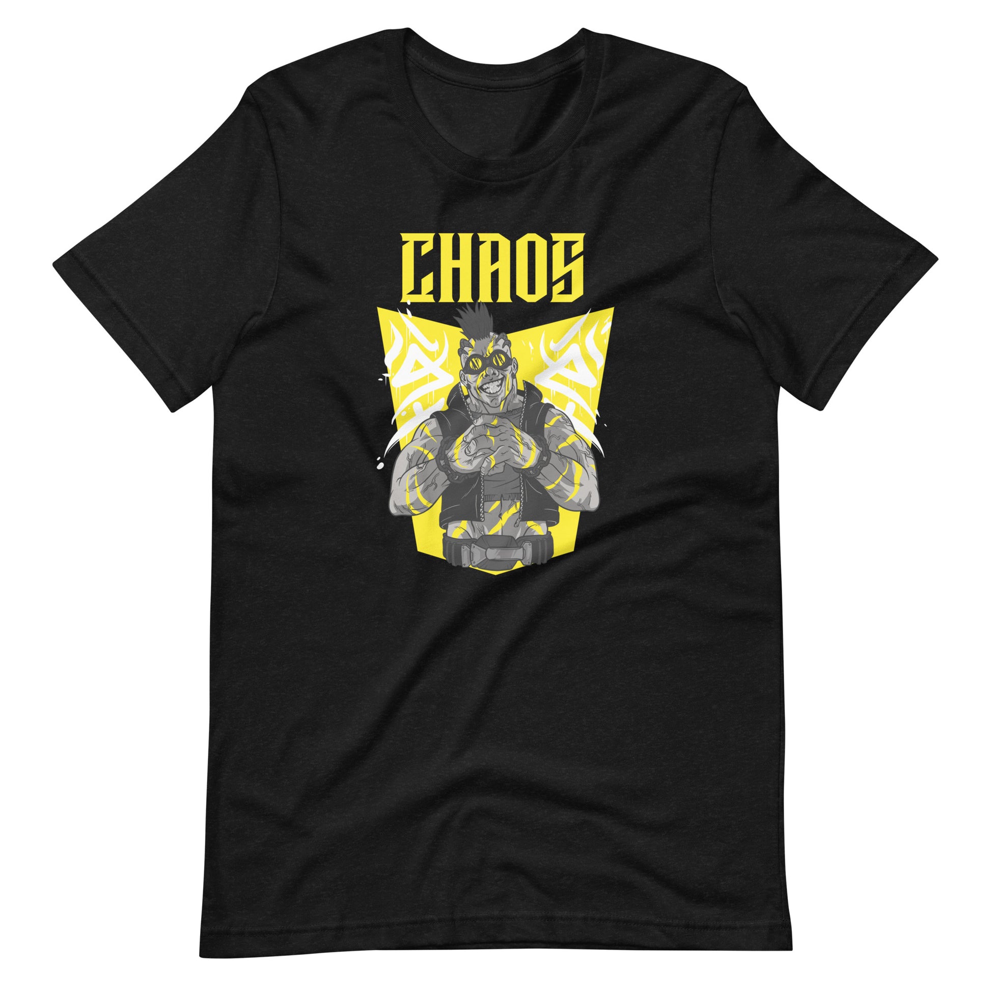 Printagon - Chaos Yellow - Unisex T-shirt - Black Heather / XS