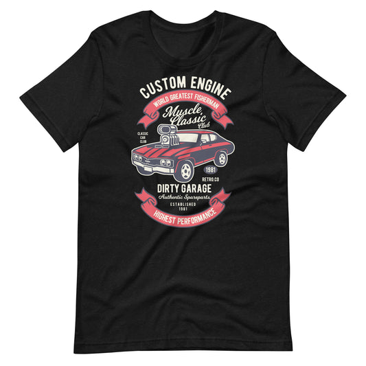 Printagon - Custom Engine Dirty Garage - T-shirt - Black Heather / XS