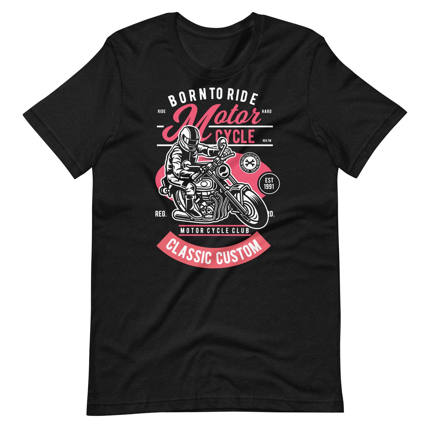 Printagon - Born To Ride Motor Cycle - T-shirt - Black Heather / XS