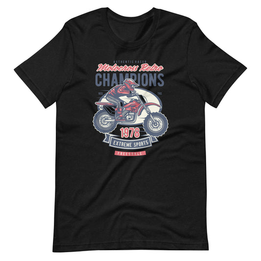 Printagon - Motocross Retro Champion - T-shirt - Black Heather / XS