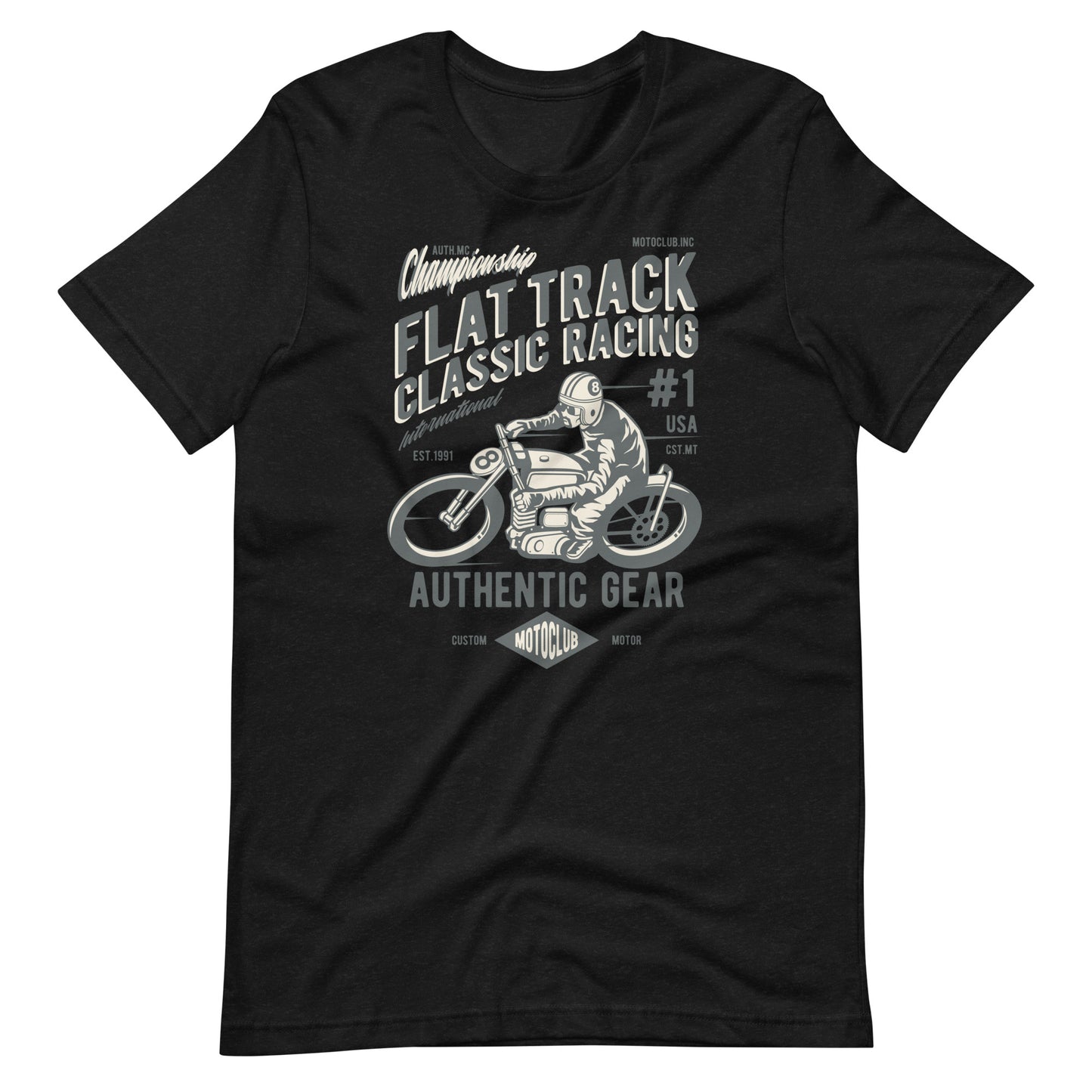 Printagon - Flat Track Classic Racing - T-shirt - Black Heather / XS