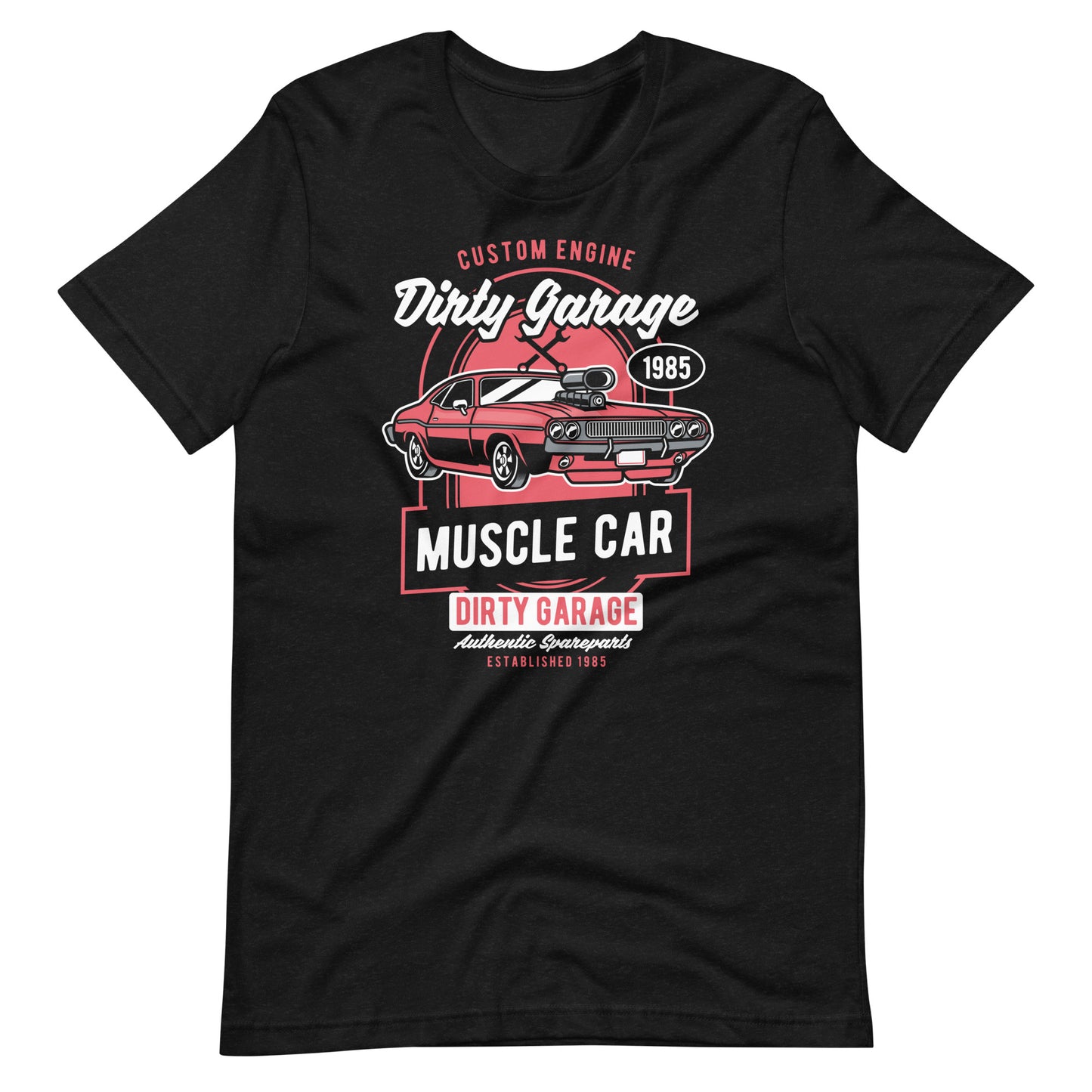 Printagon - Custom Engine Dirty Garage - T-shirt - Black Heather / XS