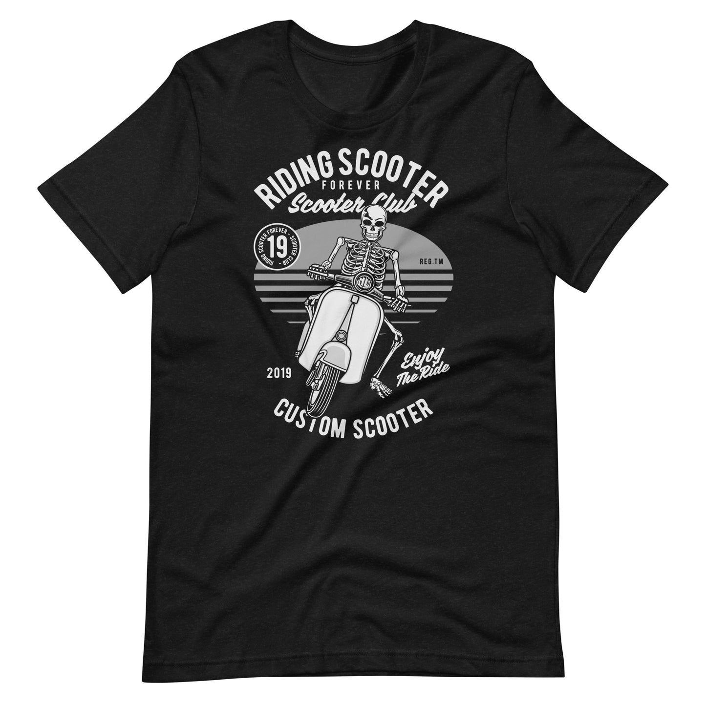 Printagon - Riding Scooter Forever - T-shirt - Black Heather / XS