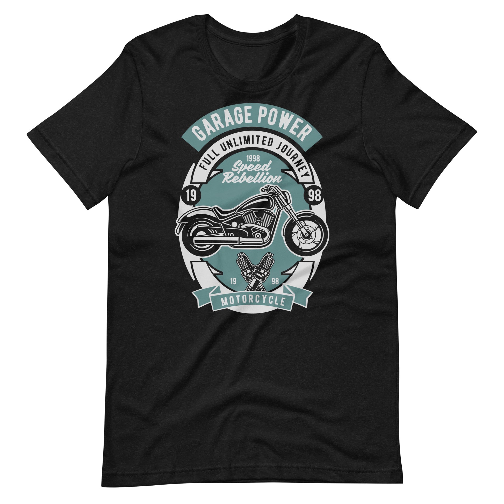 Printagon - Garage Power Motorcycle - T-shirt - Black Heather / XS