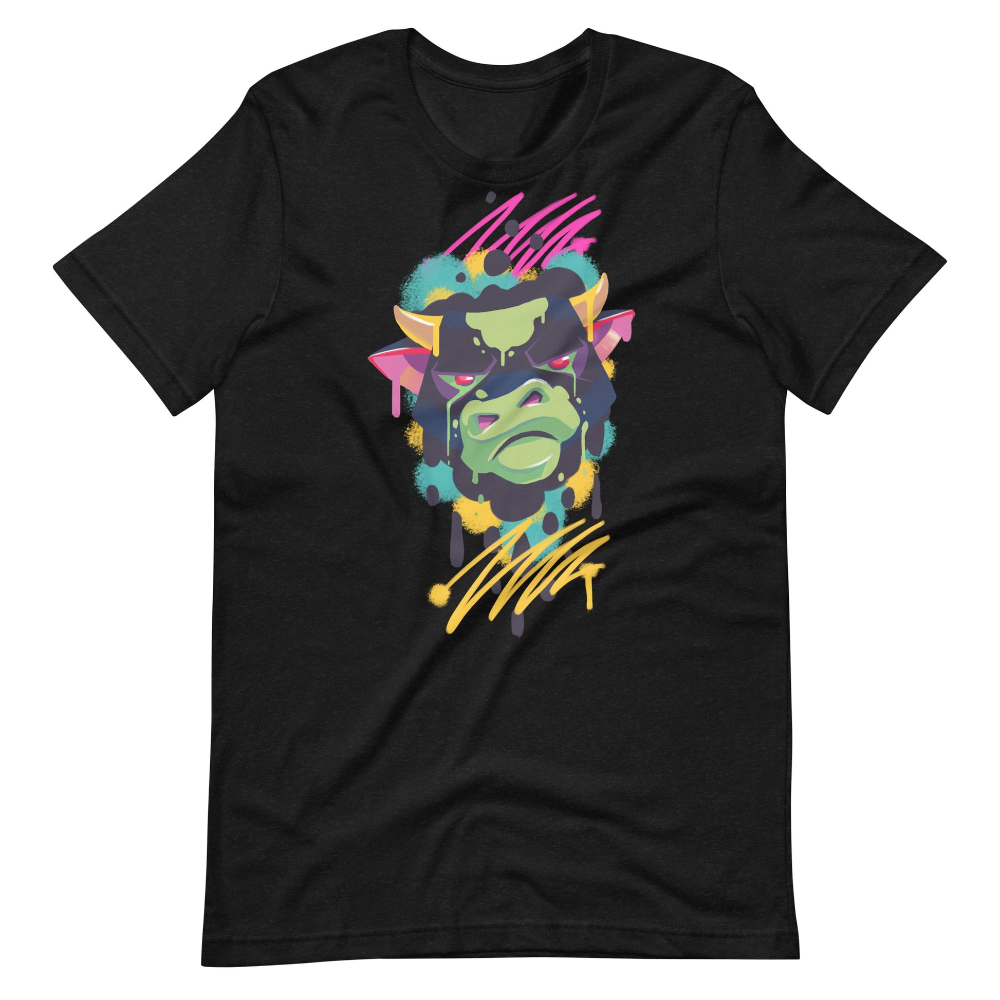 Printagon - Bull - T-shirt - Black Heather / XS