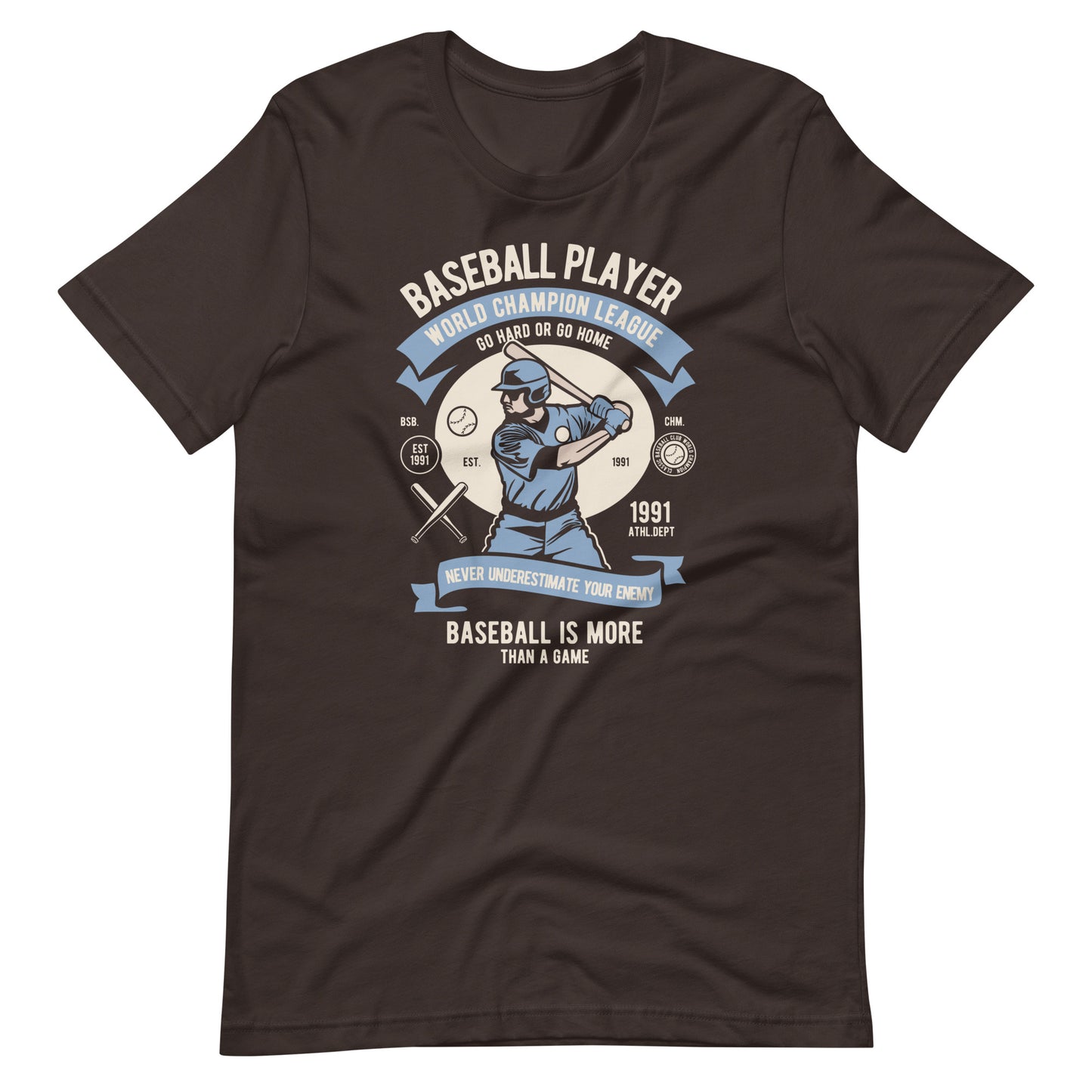 Printagon - Baseball Player - Unisex T-shirt - Brown / S