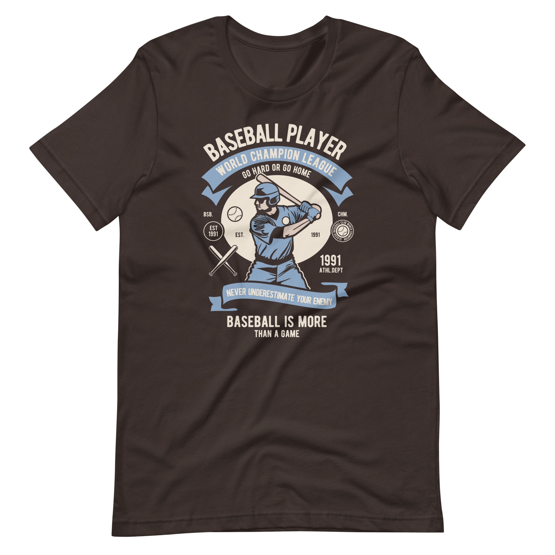 Printagon - Baseball Player - Unisex T-shirt - Brown / S