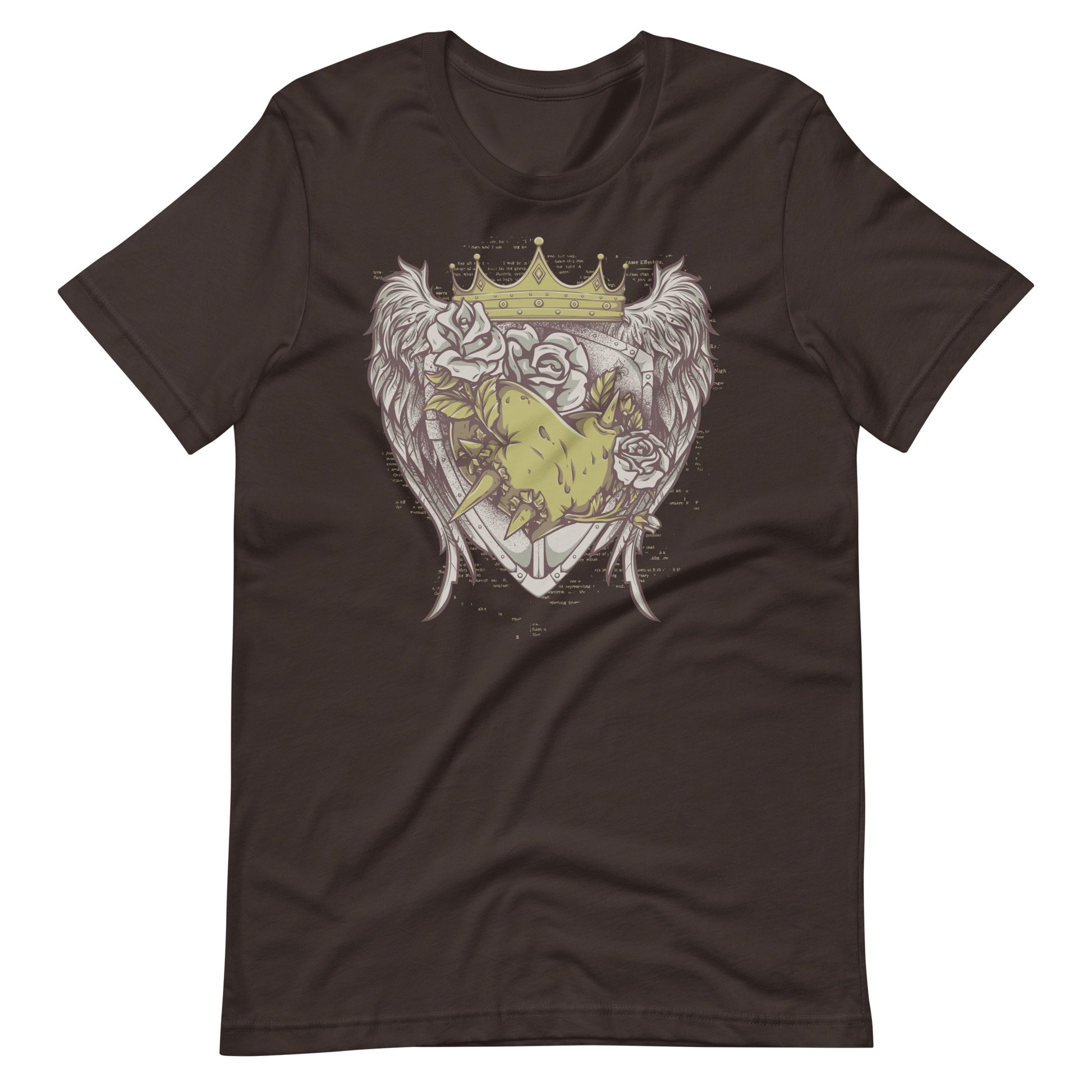 Printagon - Roses with Crown and Wings - T-shirt - Brown / S