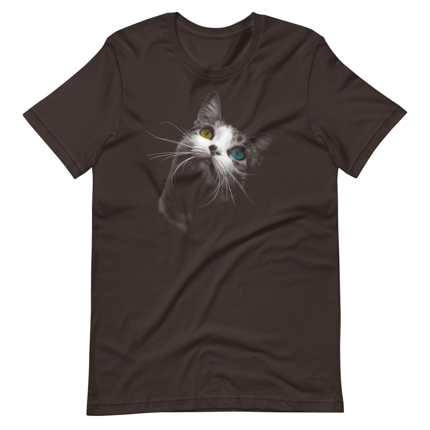 Printagon - Cat Looking Up - Unisex T-shirt - Brown / S