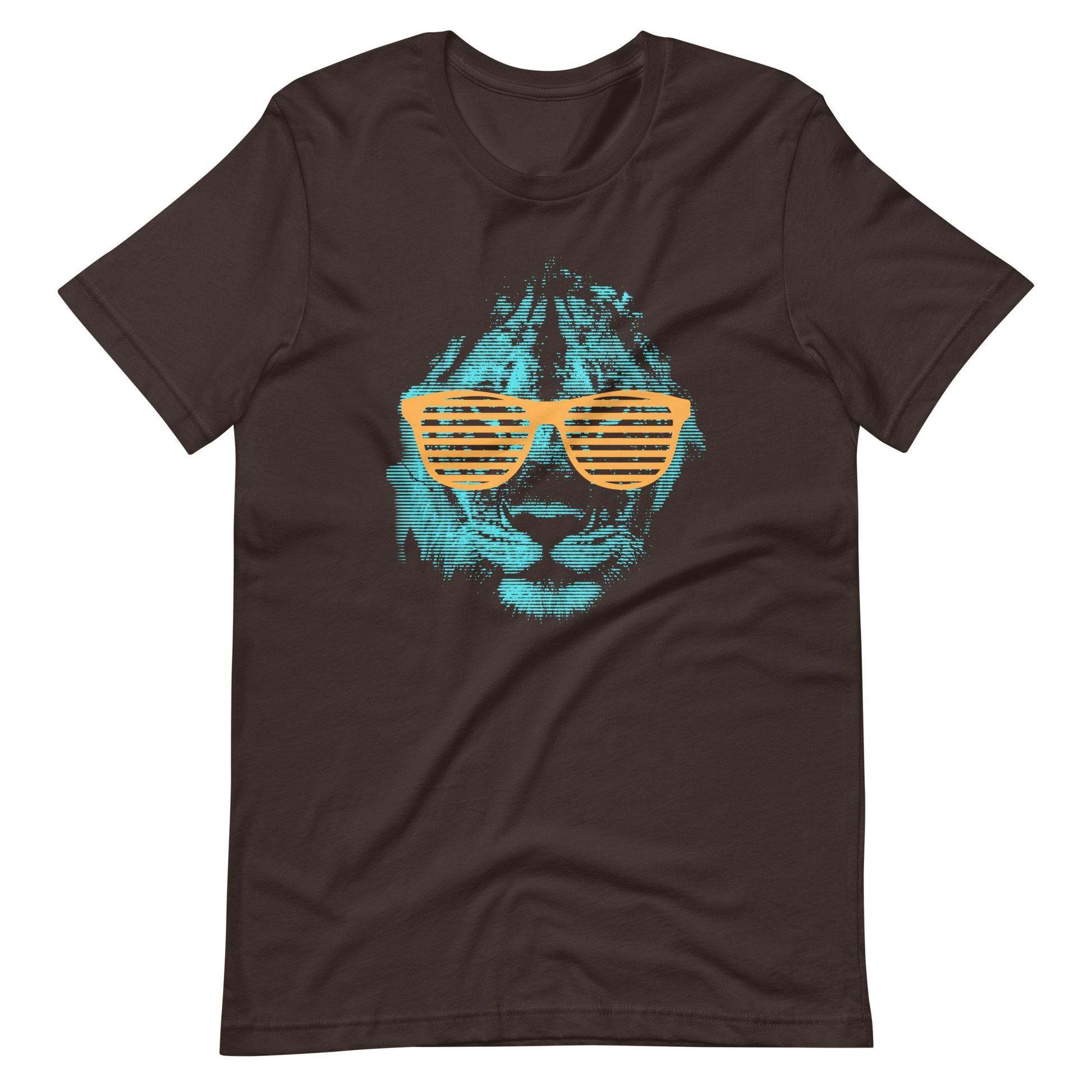 Printagon - Lion with Shades 002 - Unisex T-shirt - Brown / S