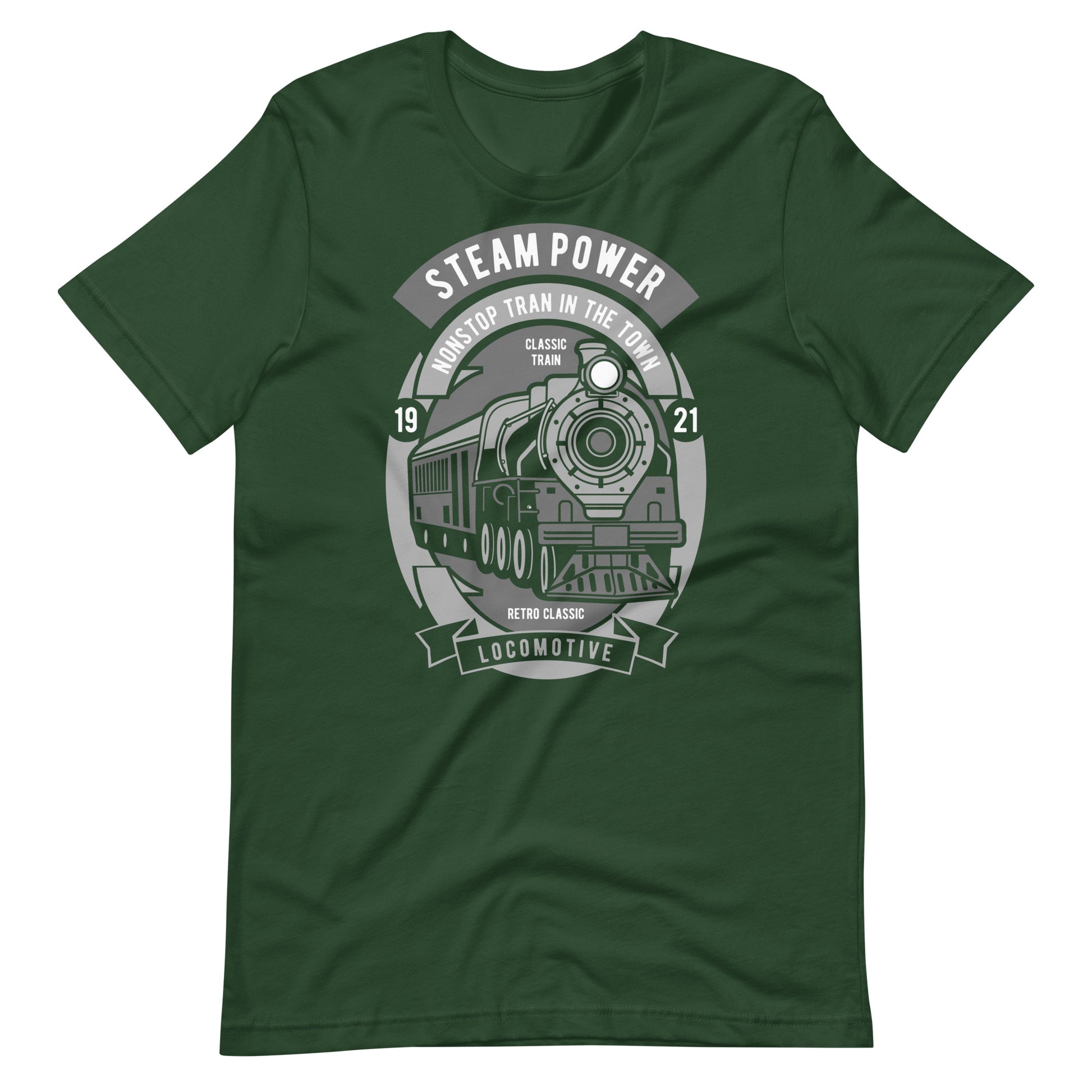 Steam Power Nonstop Train In The Town - T-shirt - Forest / S Printagon