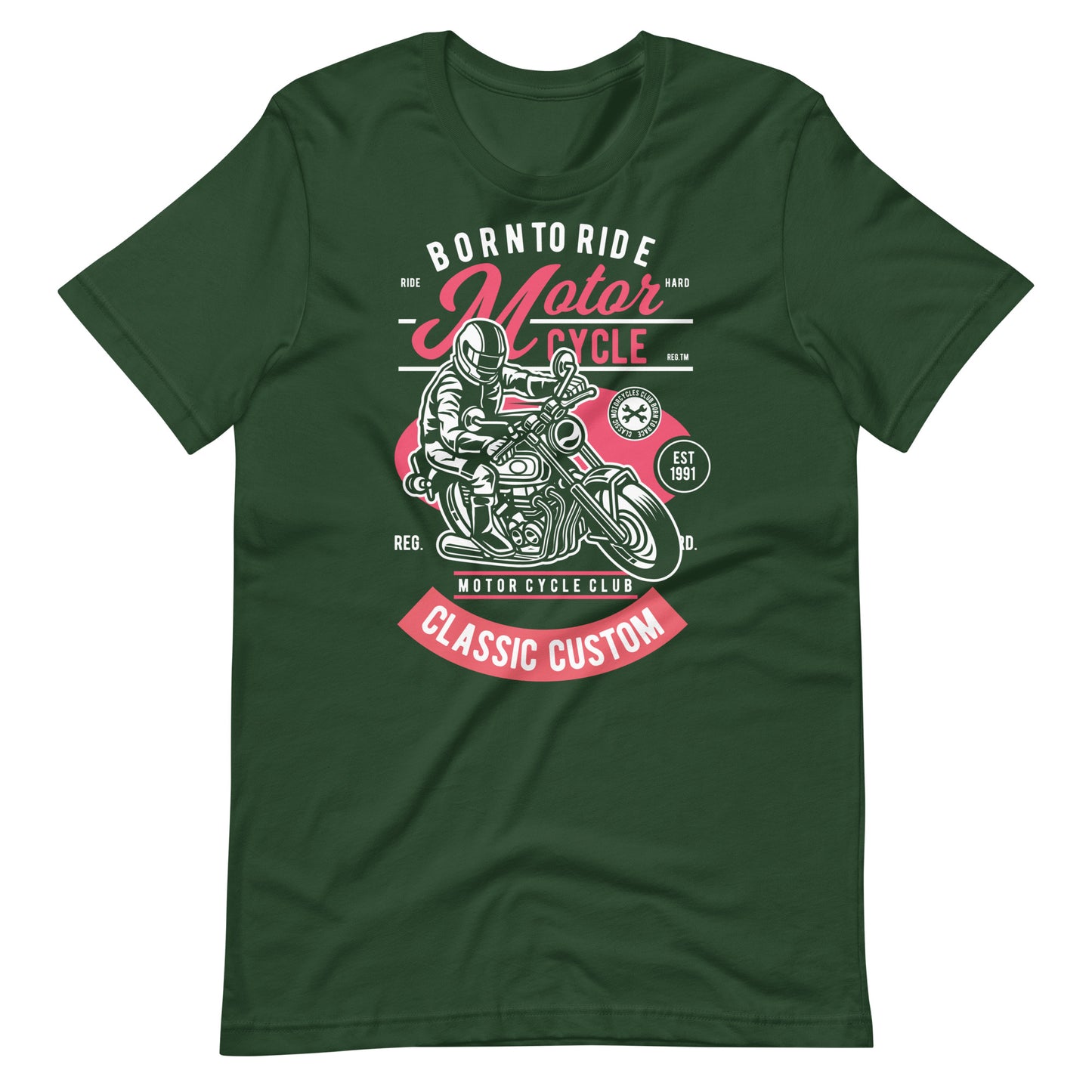 Printagon - Born To Ride Motor Cycle - T-shirt - Forest / S