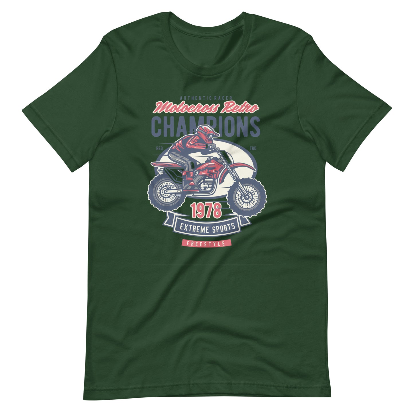 Printagon - Motocross Retro Champion - T-shirt - Forest / S