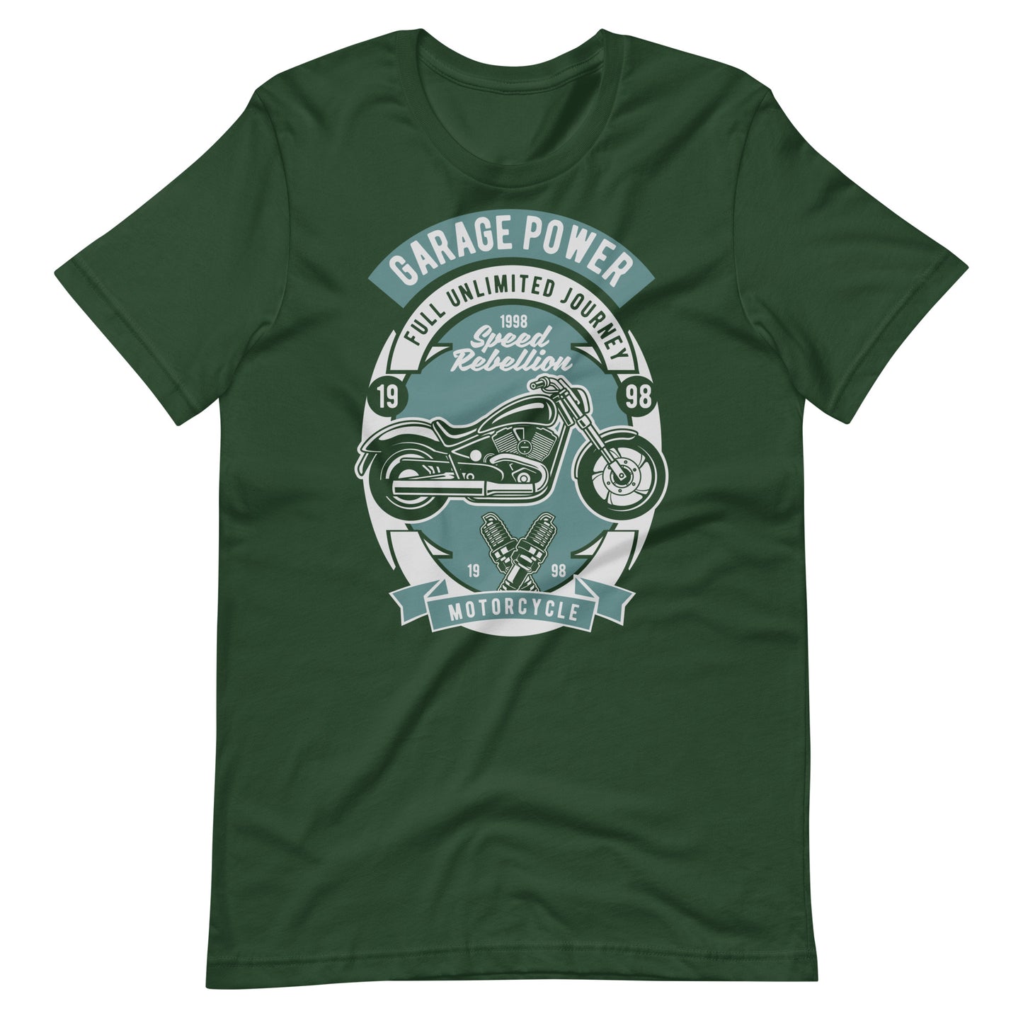 Printagon - Garage Power Motorcycle - T-shirt - Forest / S