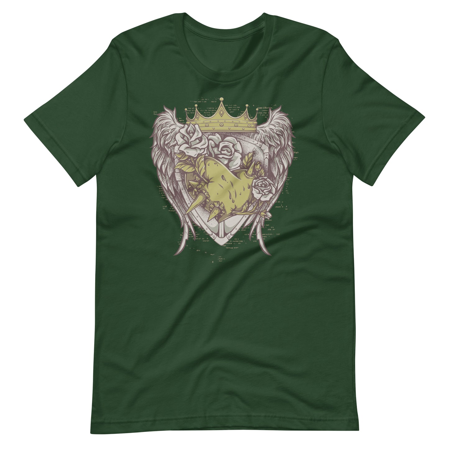 Printagon - Roses with Crown and Wings - T-shirt - Forest / S