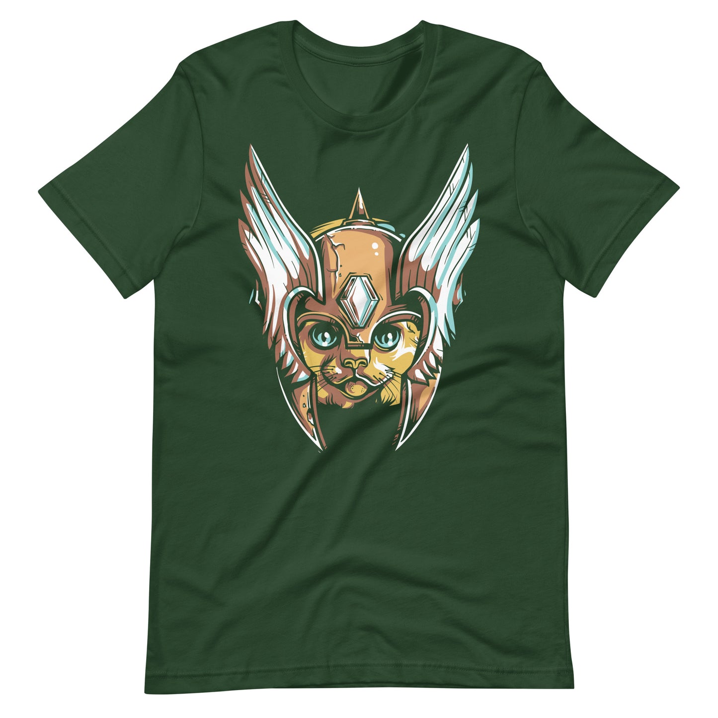 Printagon - Armored Cat - Unisex T-shirt - Forest / S