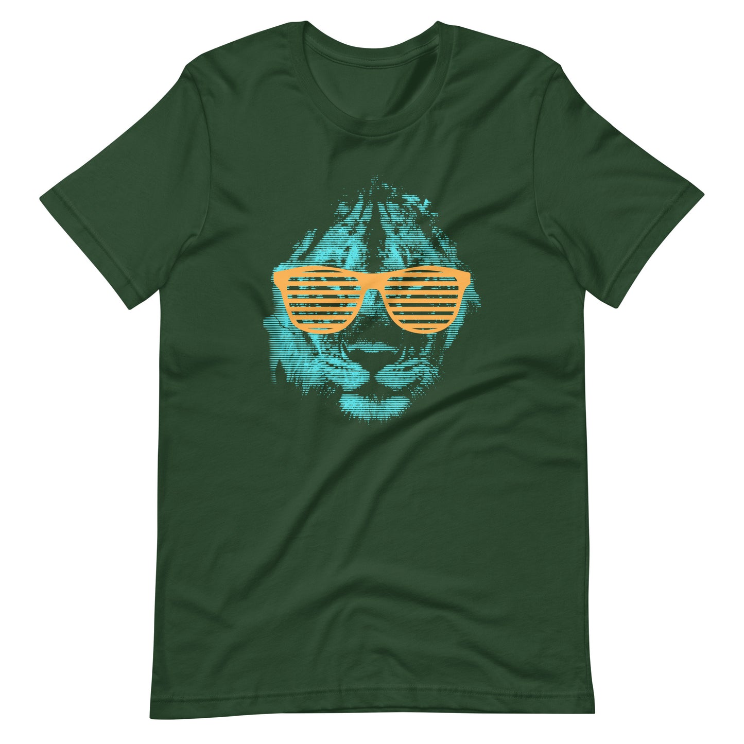 Printagon - Lion with Shades 002 - Unisex T-shirt - Forest / S