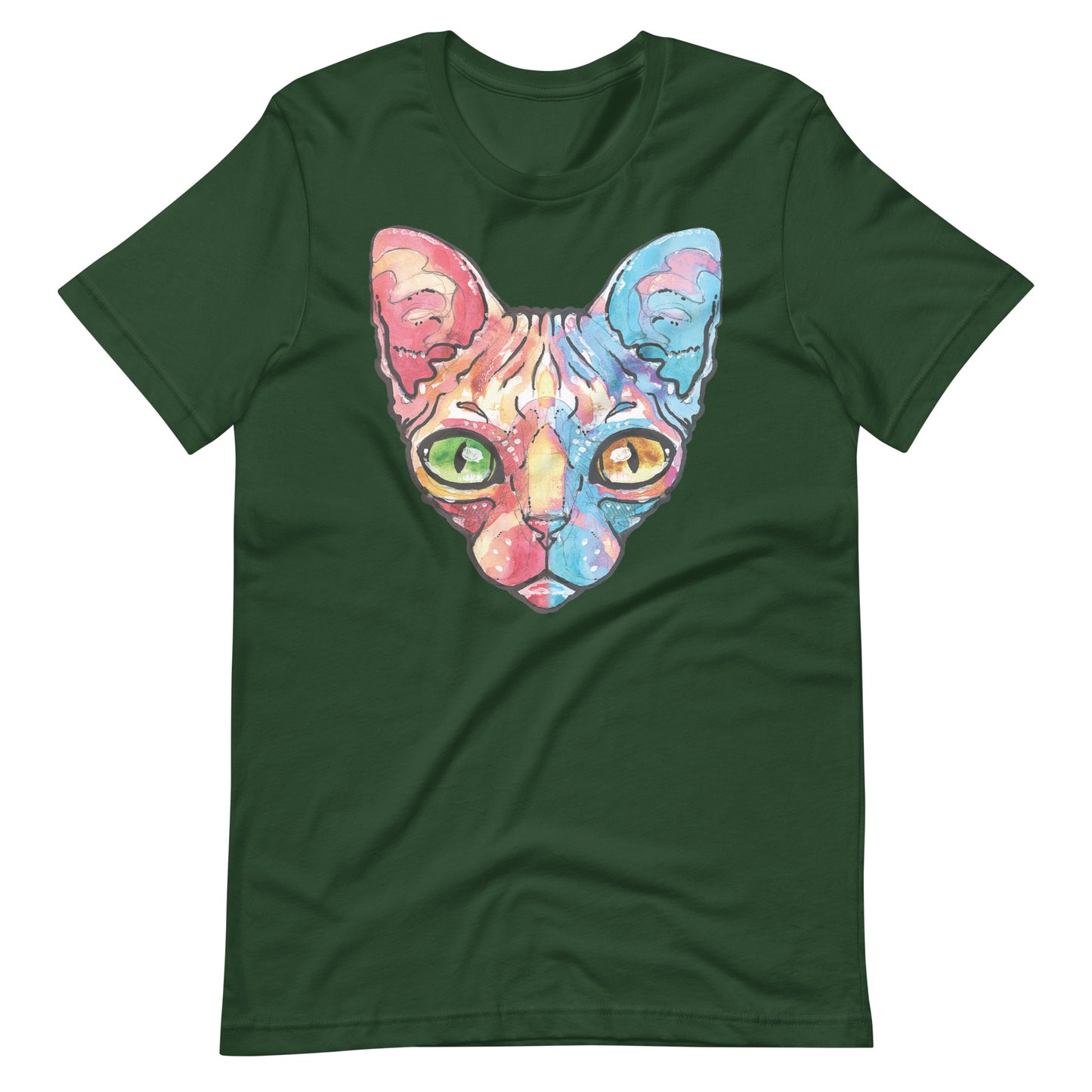 Printagon - Sphynx Cat - Unisex T-shirt - Forest / S