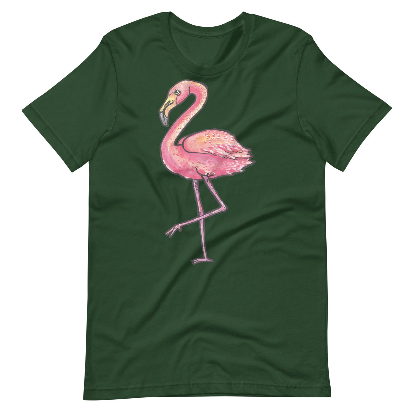 Printagon - Pink Ostrich - Unisex T-shirt - Forest / S