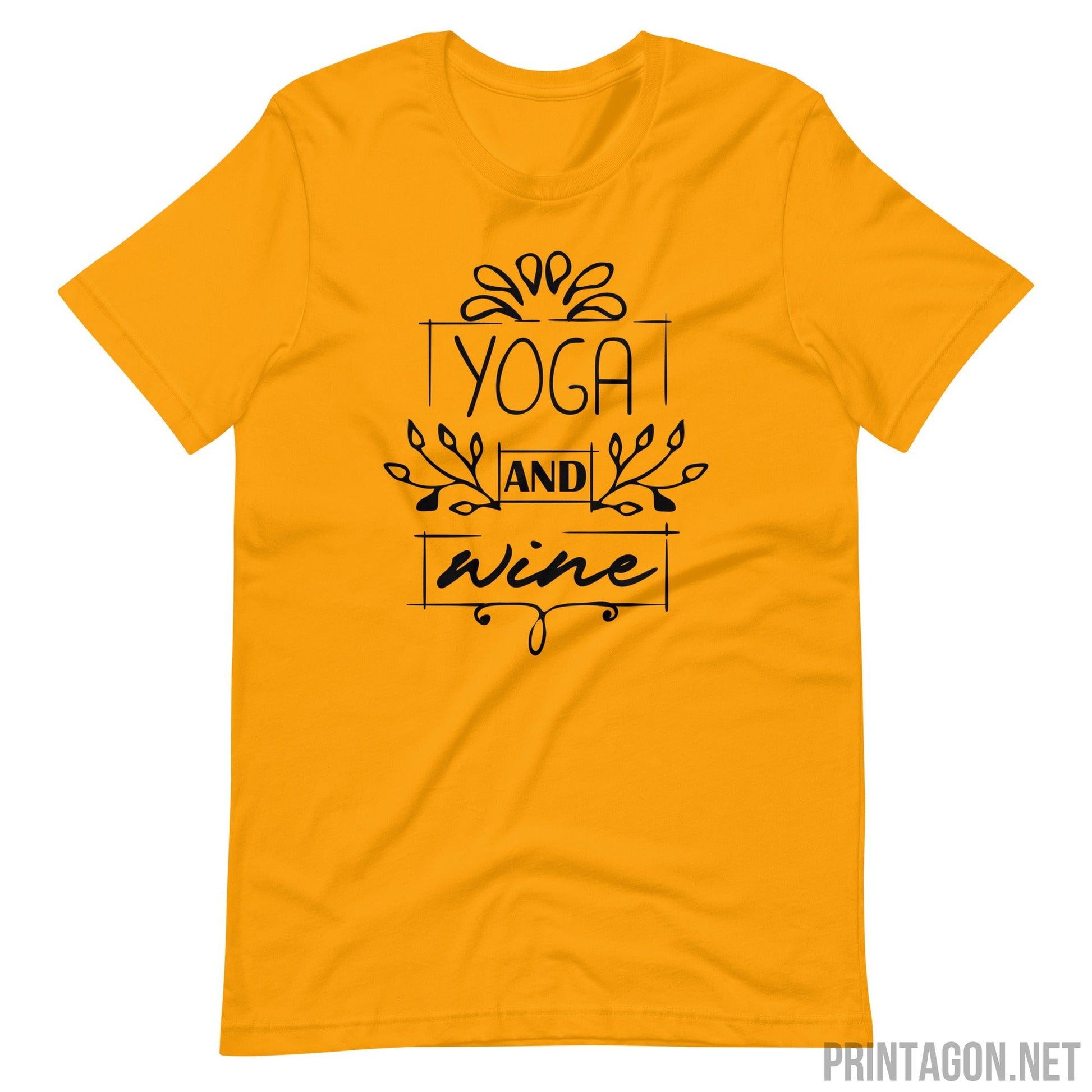 Yoga And Wine - Unisex T-shirt - Gold / S Printagon