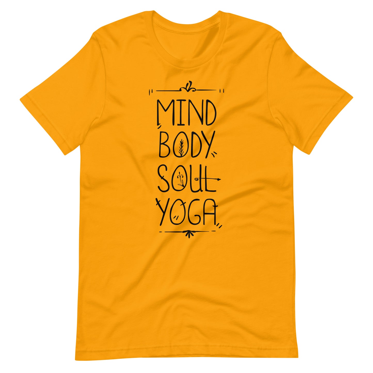 Printagon - Mind Body Soul Yoga - Unisex T-shirt - Gold / S