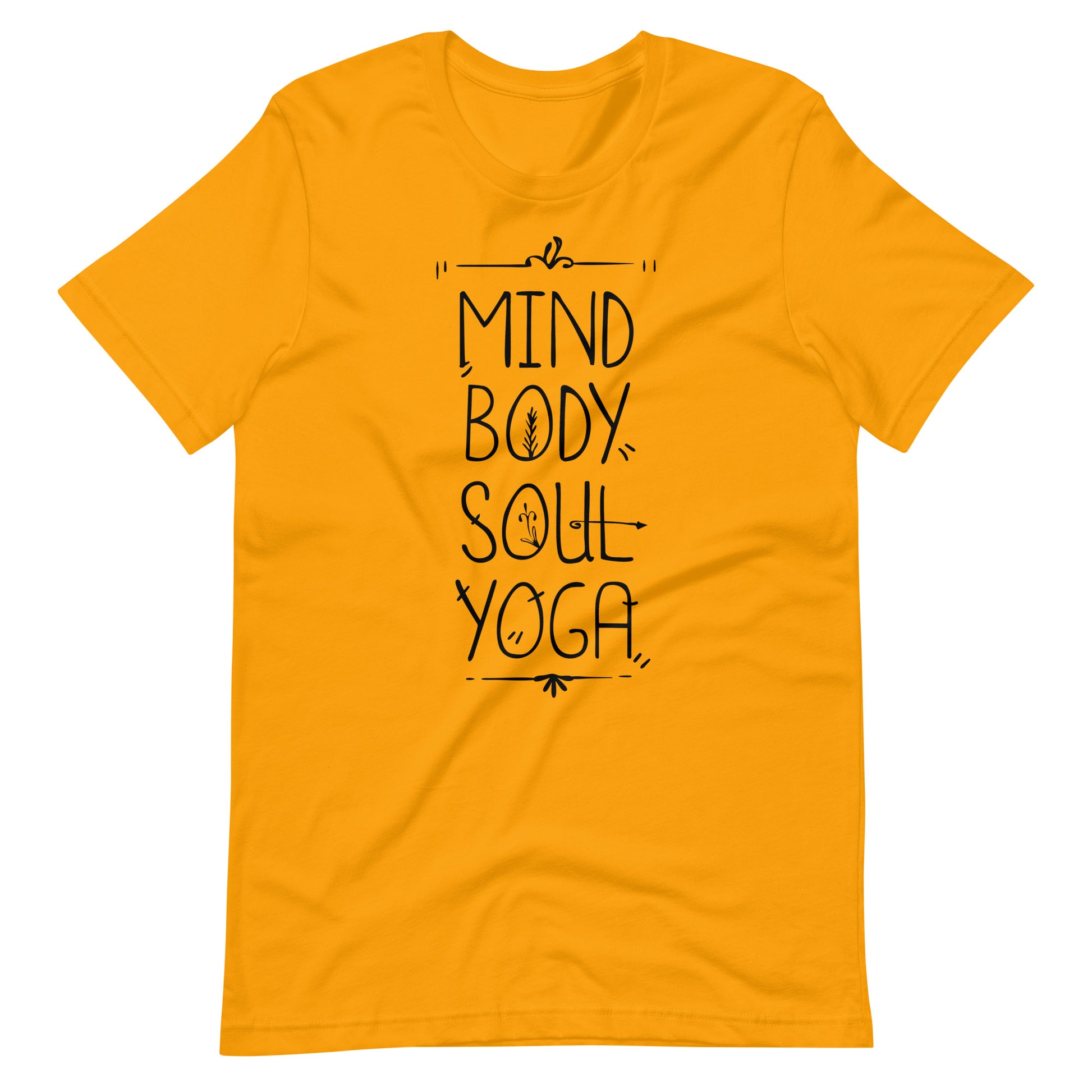 Printagon - Mind Body Soul Yoga - Unisex T-shirt - Gold / S