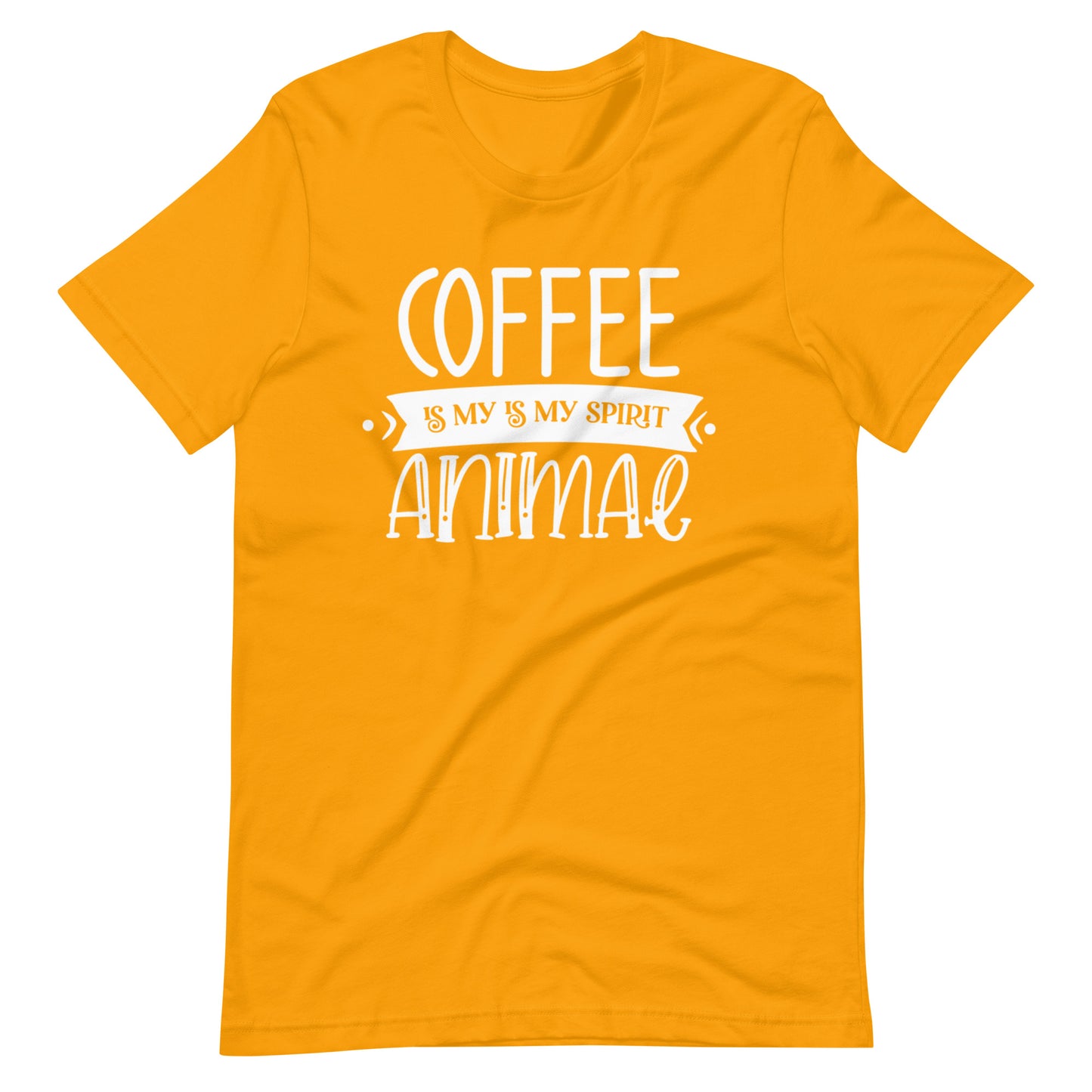 Printagon - Coffee is my Spirit Animal - White - Unisex t-shirt - Gold / S