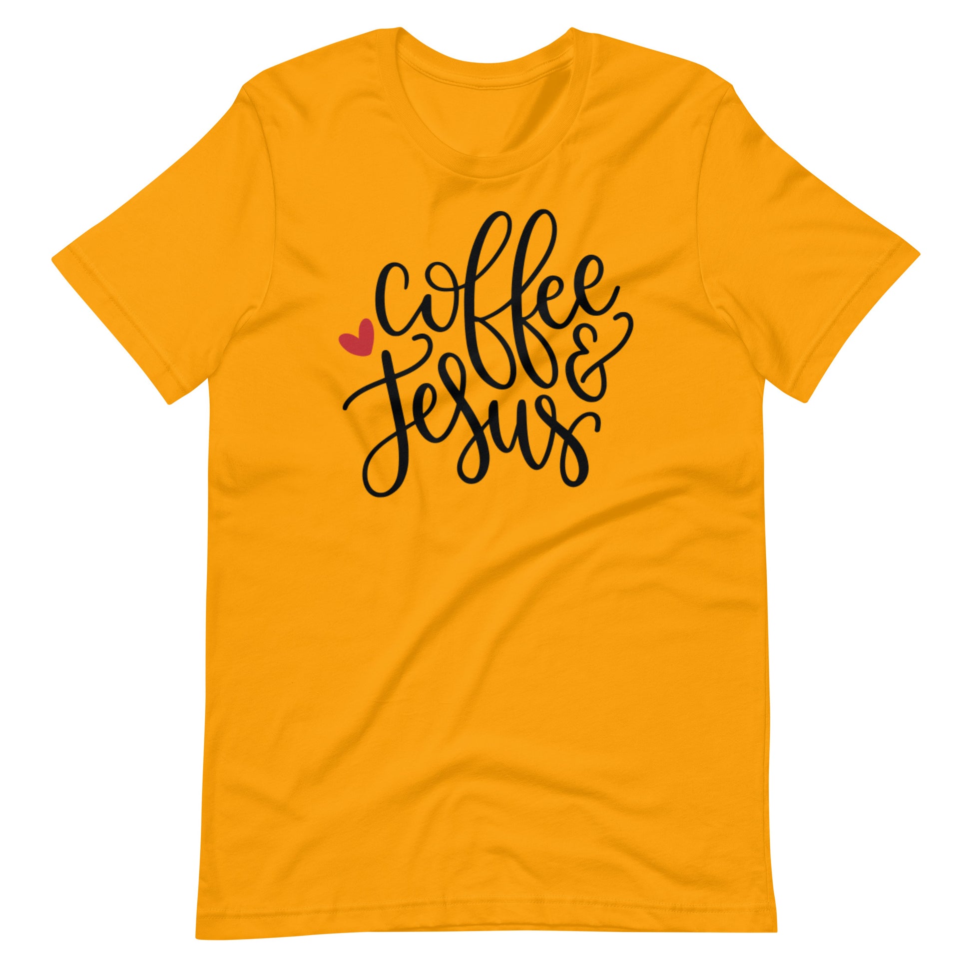 Printagon - Coffee & Jesus - Unisex T-shirt - Gold / S