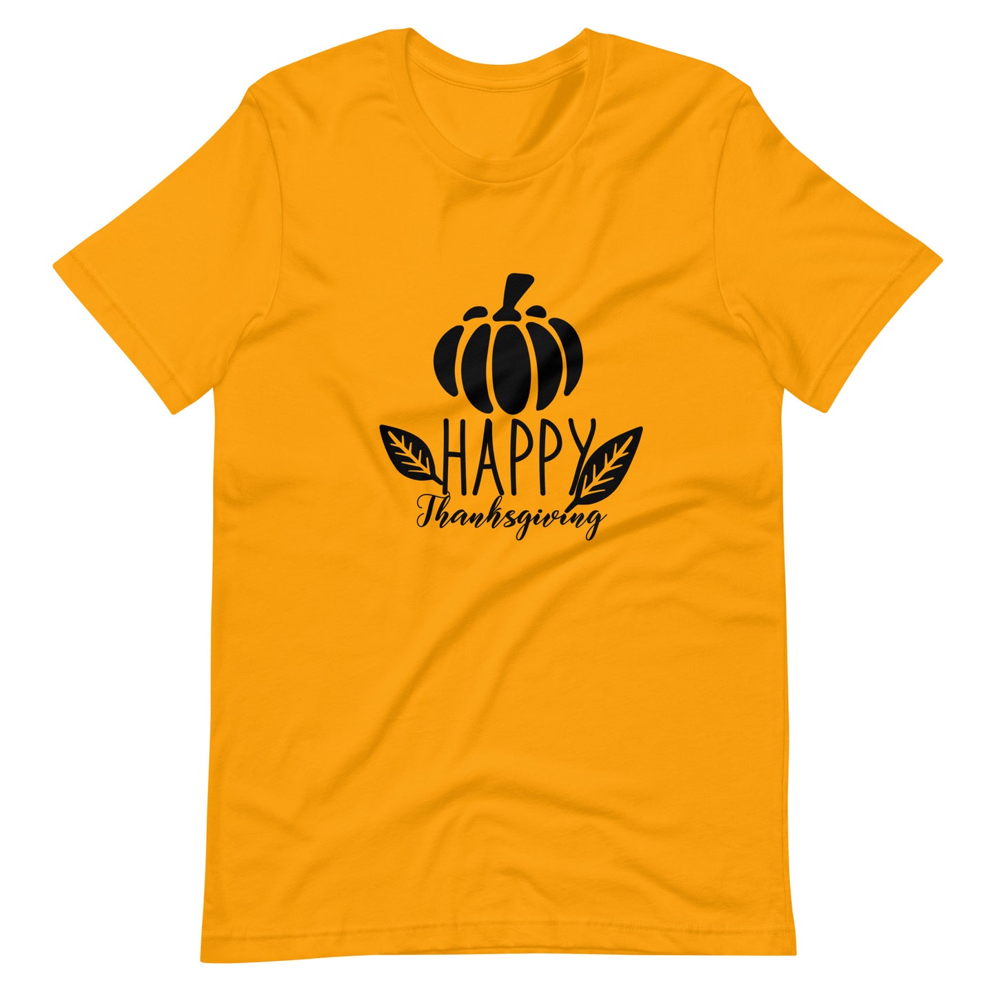 Printagon - Happy Thanks Giving 001 - Unisex T-shirt - Gold / S