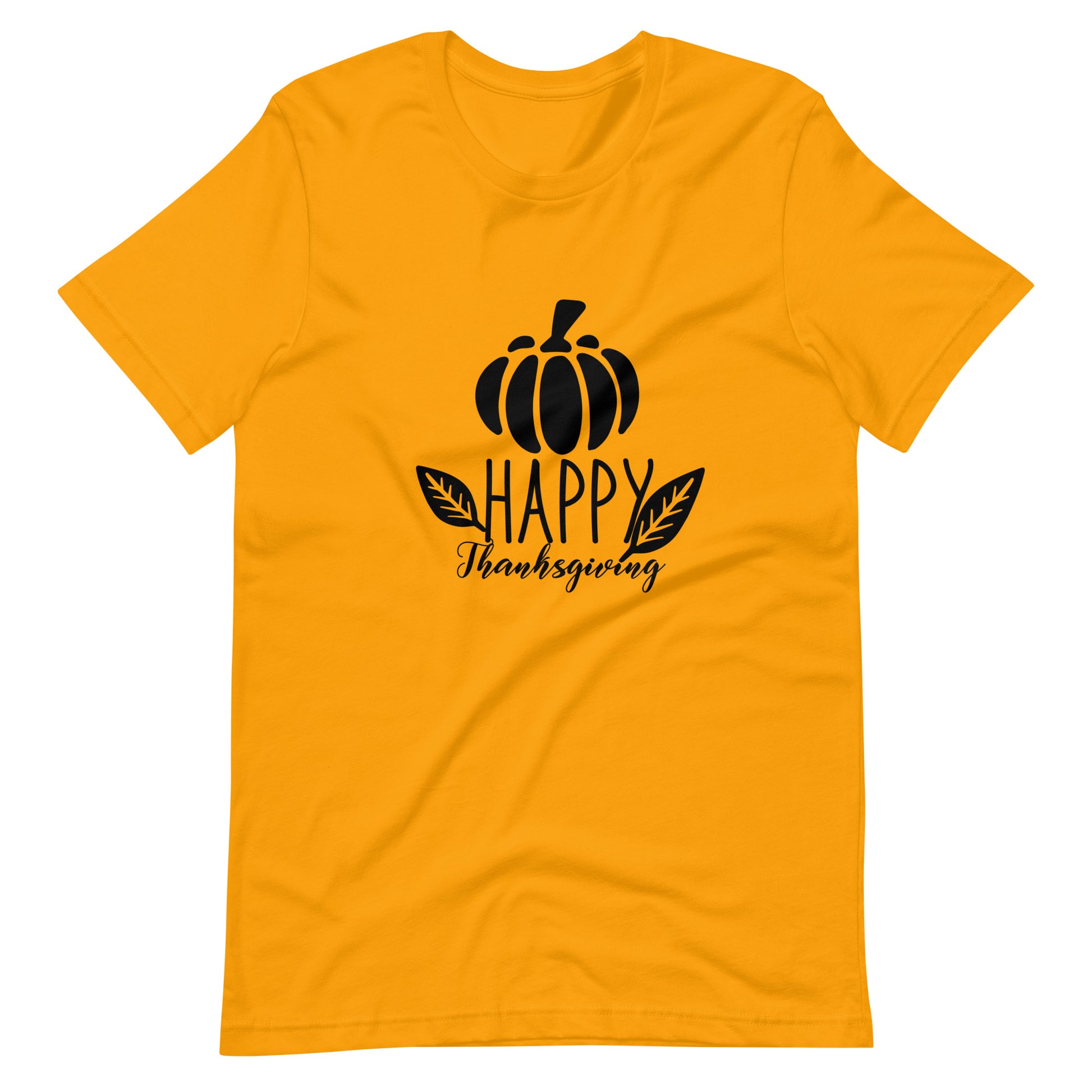 Printagon - Happy Thanks Giving 001 - Unisex T-shirt - Gold / S