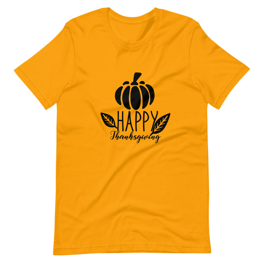 Printagon - Happy Thanks Giving 001 - Unisex T-shirt - Gold / S