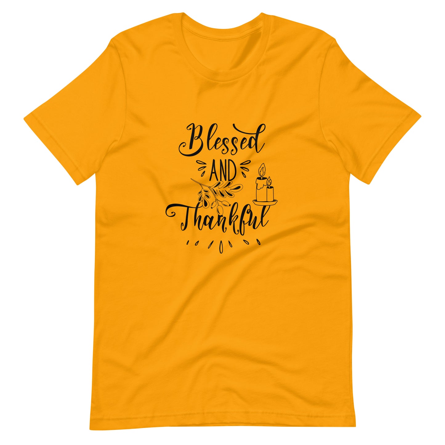 Printagon - Blessed And Thankful - Unisex T-shirt - Gold / S