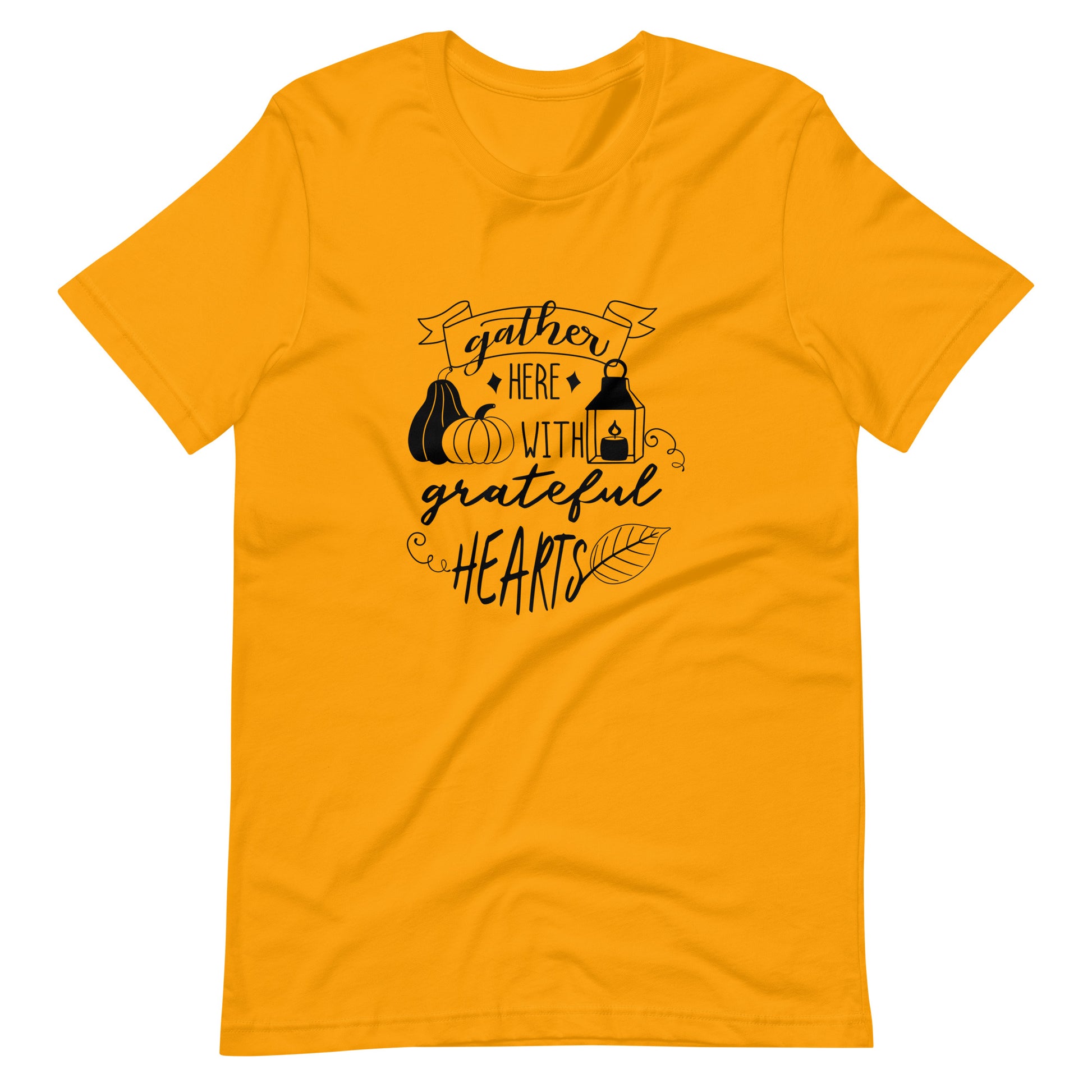 Printagon - Gather Here With Grateful Heart - Unisex T-shirt - Gold / S