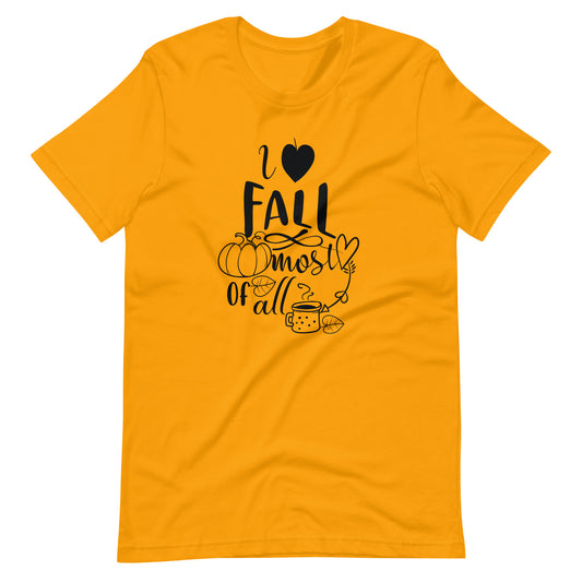 Printagon - I Love Fall Most Of All 002 - Unisex T-shirt - Gold / S