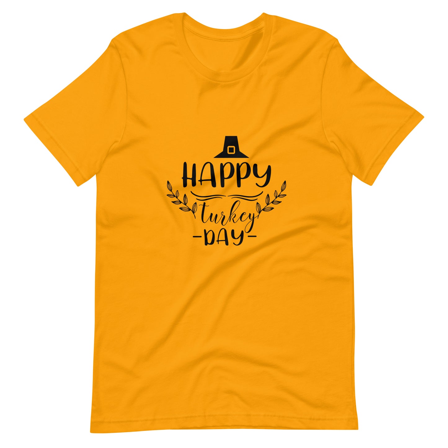 Printagon - Happy Turkey Day - Unisex T-shirt - Gold / S