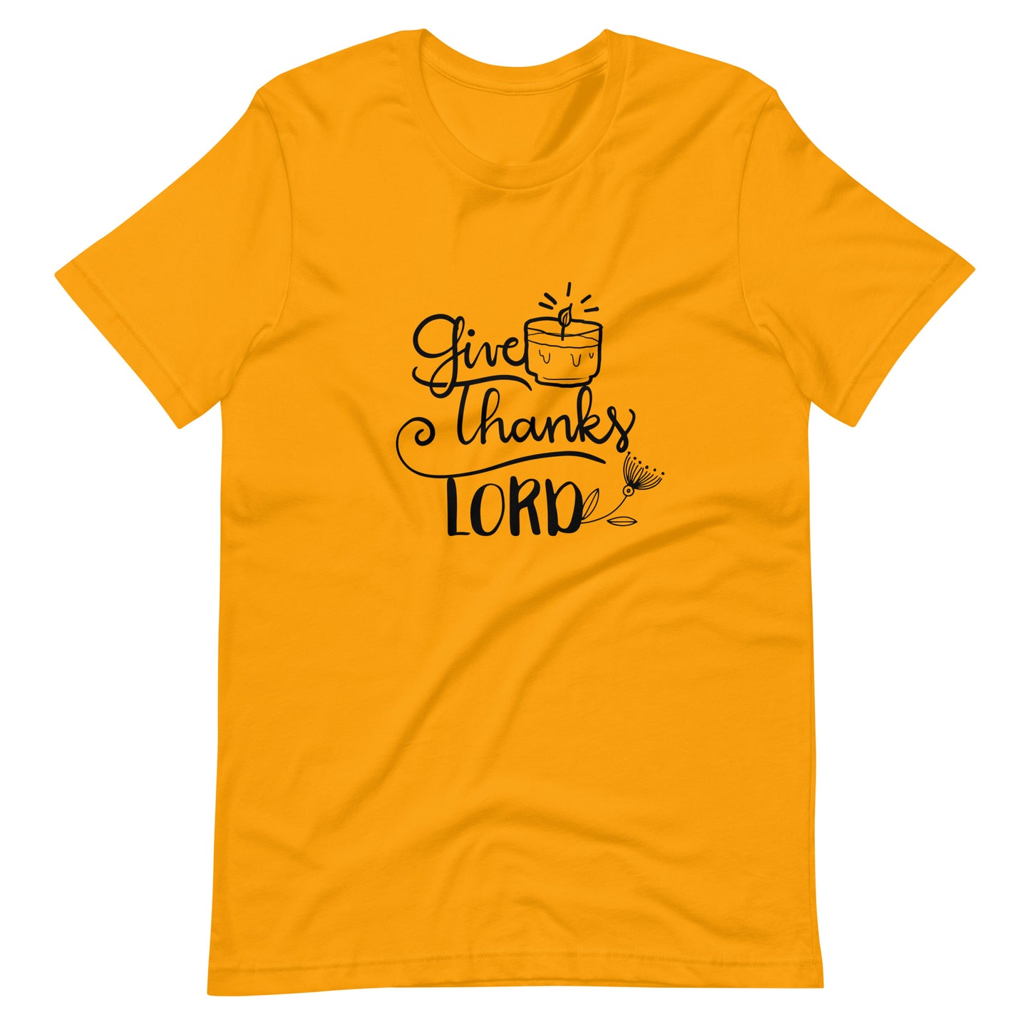 Printagon - Give Thanks Lord - Unisex T-shirt - Gold / S