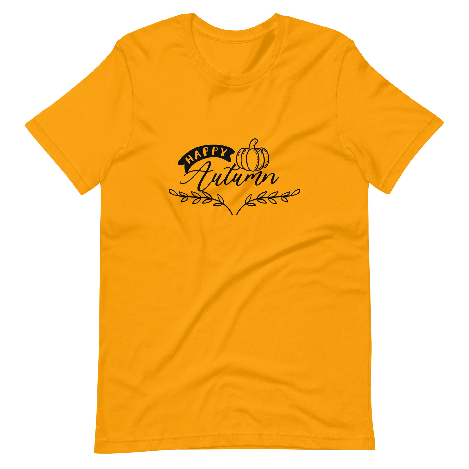 Printagon - Happy Autumn 002 - Unisex T-shirt - Gold / S