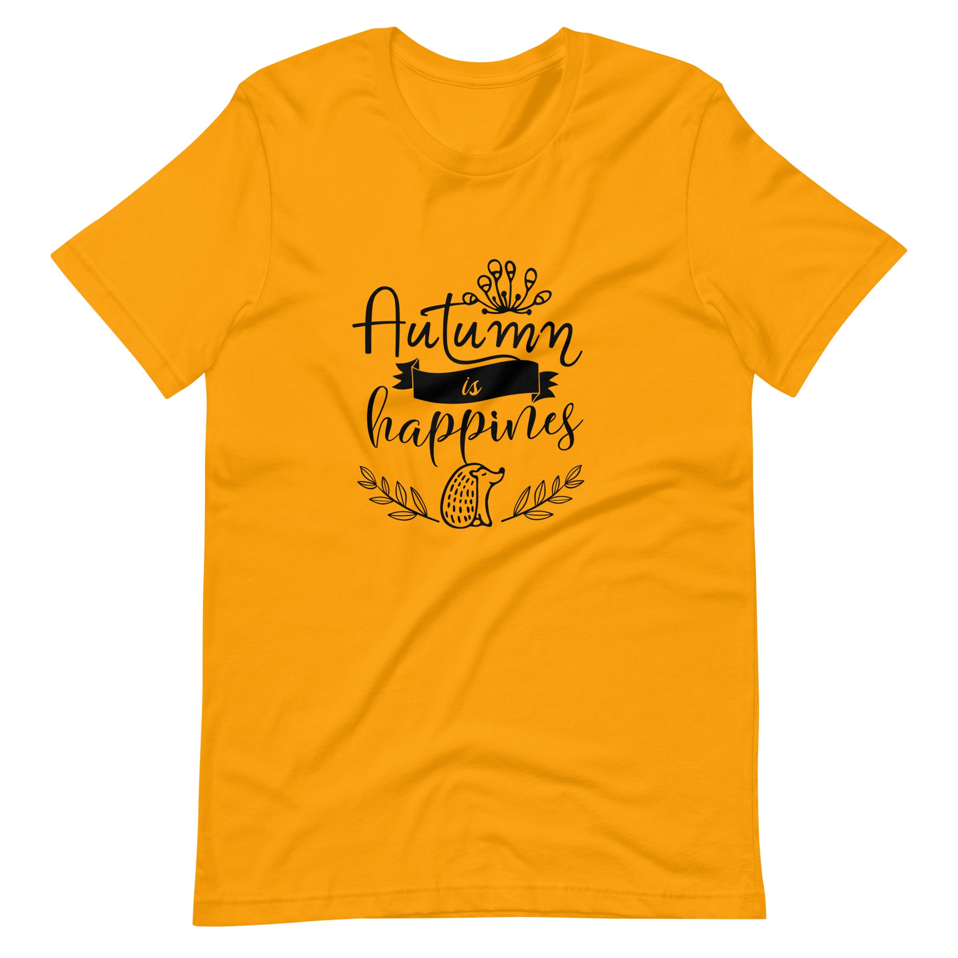 Printagon - Autumn Is Happiness - Unisex T-shirt - Gold / S