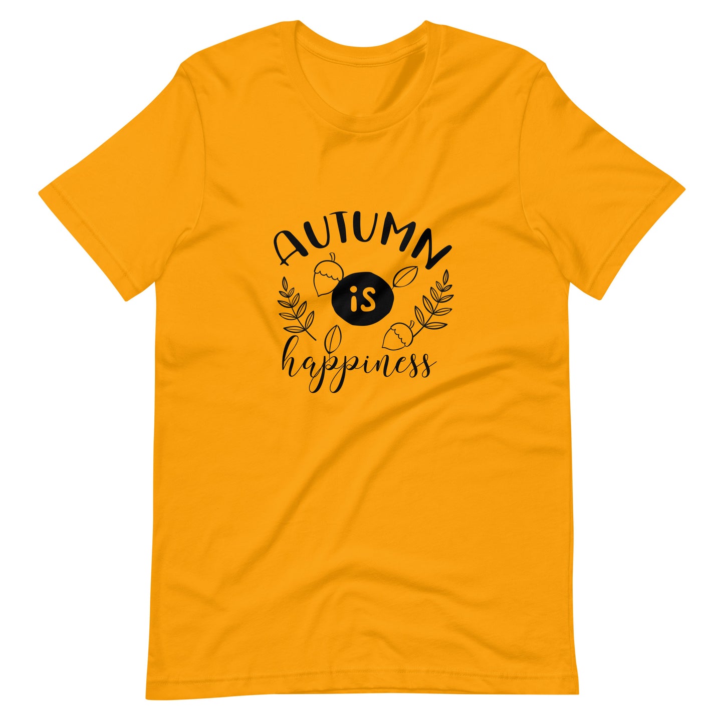 Printagon - Autumn Is Happiness 002 - Unisex T-shirt - Gold / S