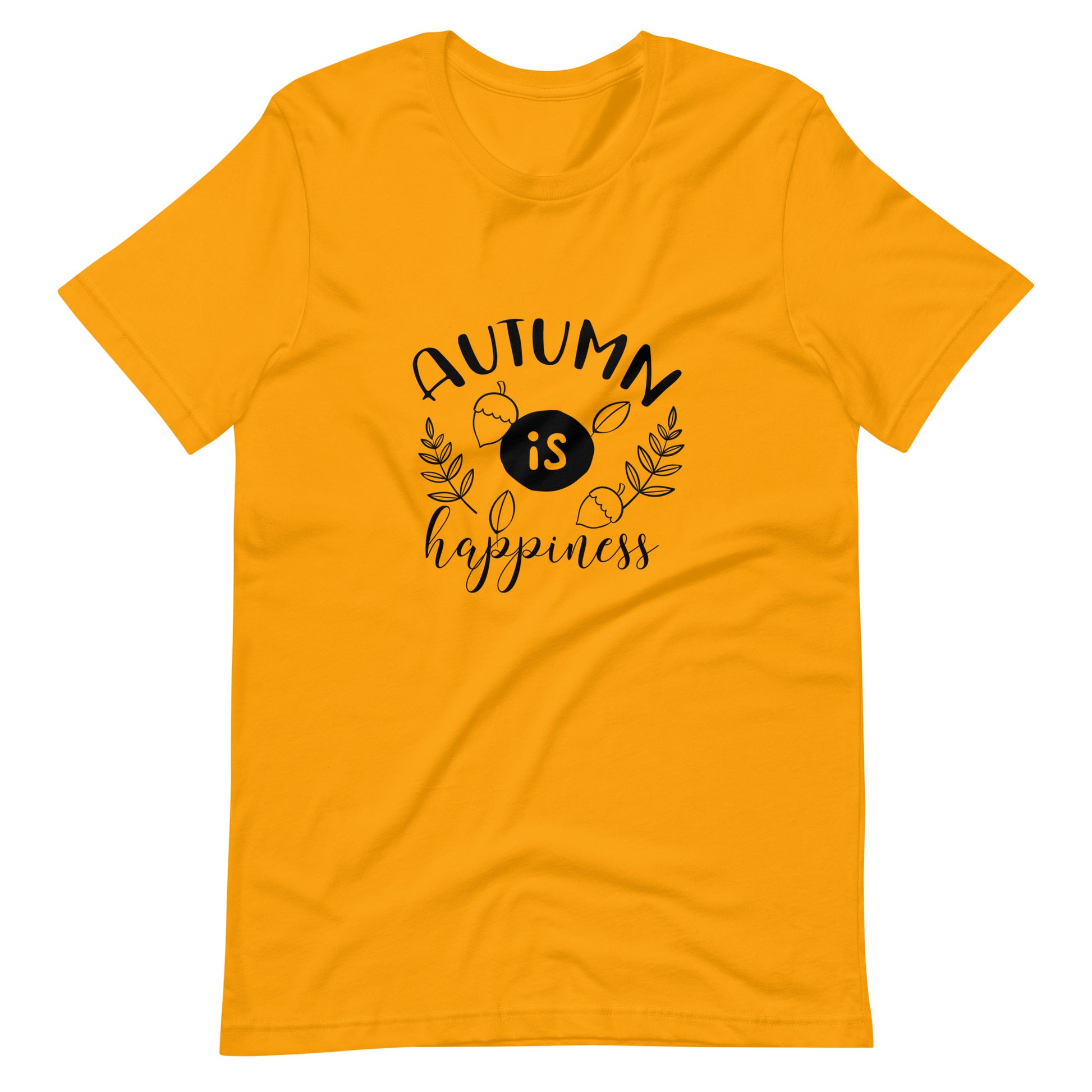 Printagon - Autumn Is Happiness 002 - Unisex T-shirt - Gold / S