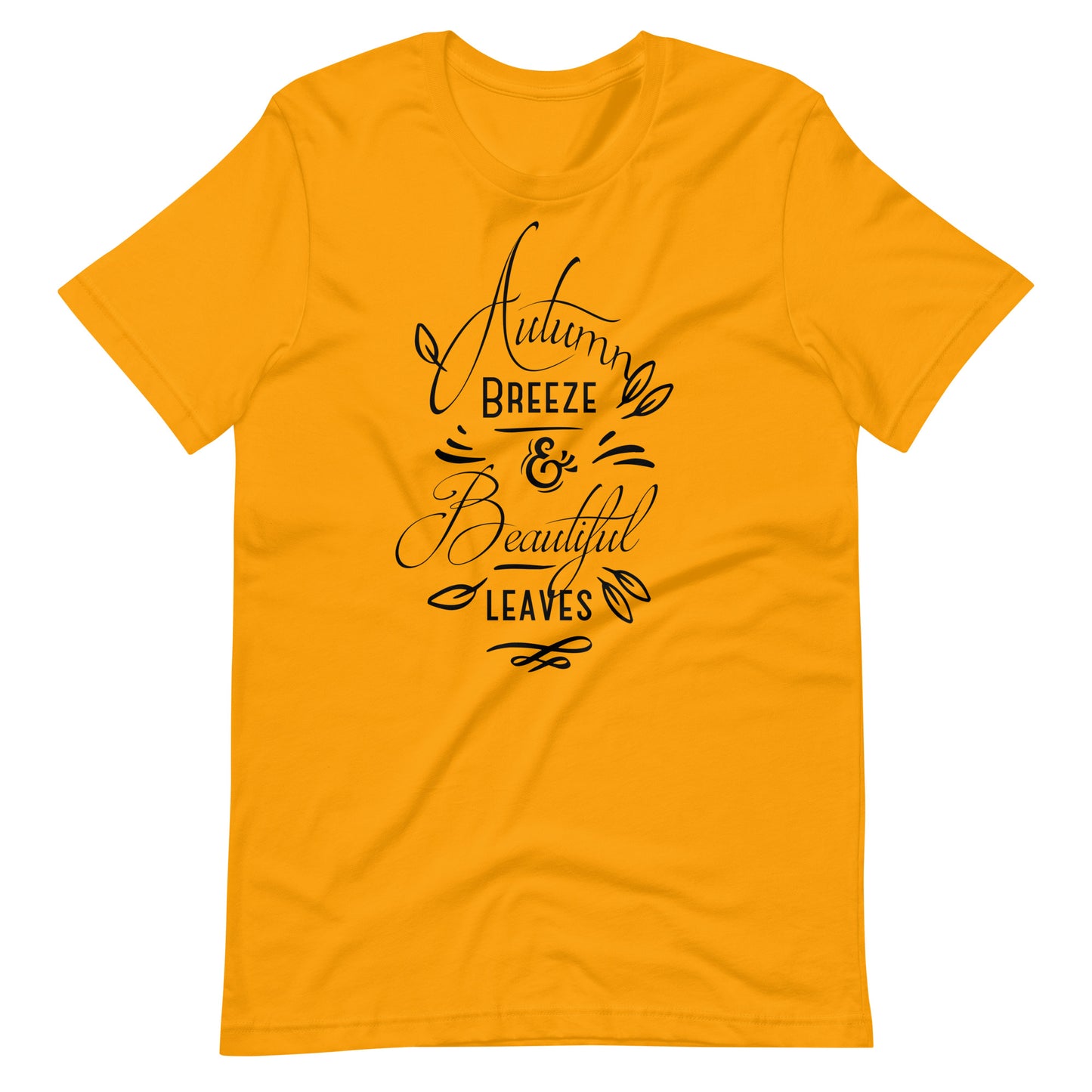 Printagon - Autumn Breeze & Beautiful Leaves - Unisex T-shirt - Gold / S