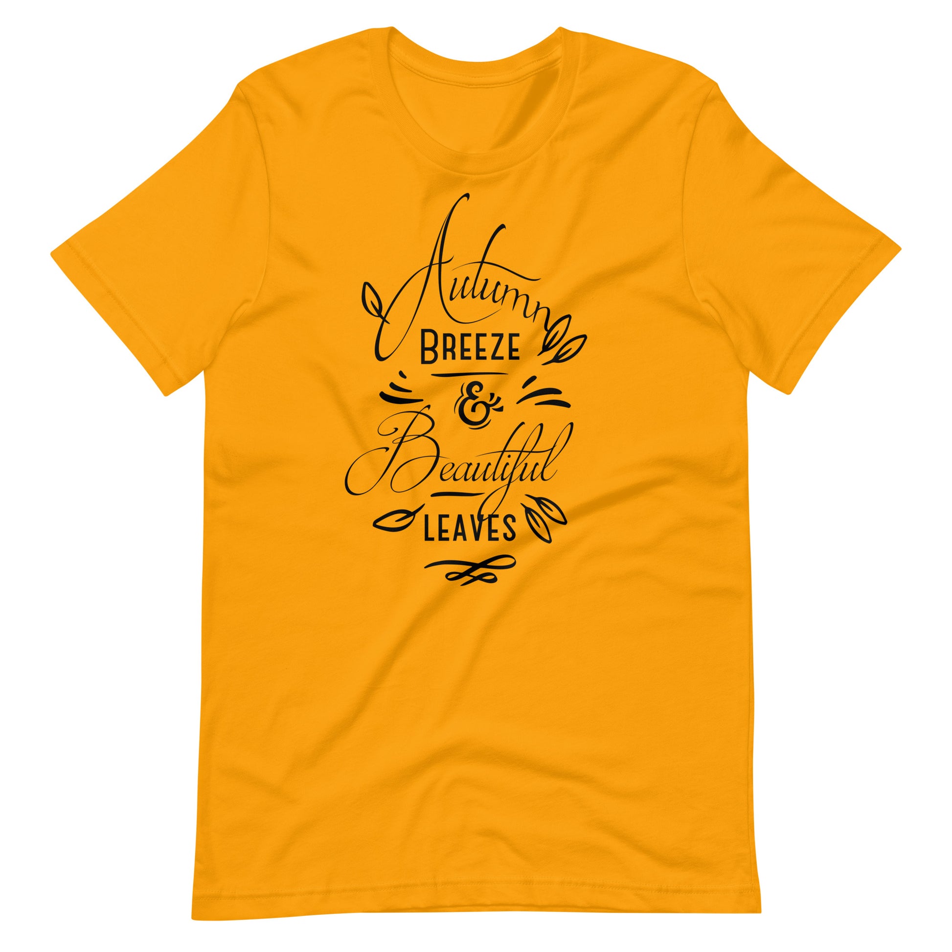 Printagon - Autumn Breeze & Beautiful Leaves - Unisex T-shirt - Gold / S