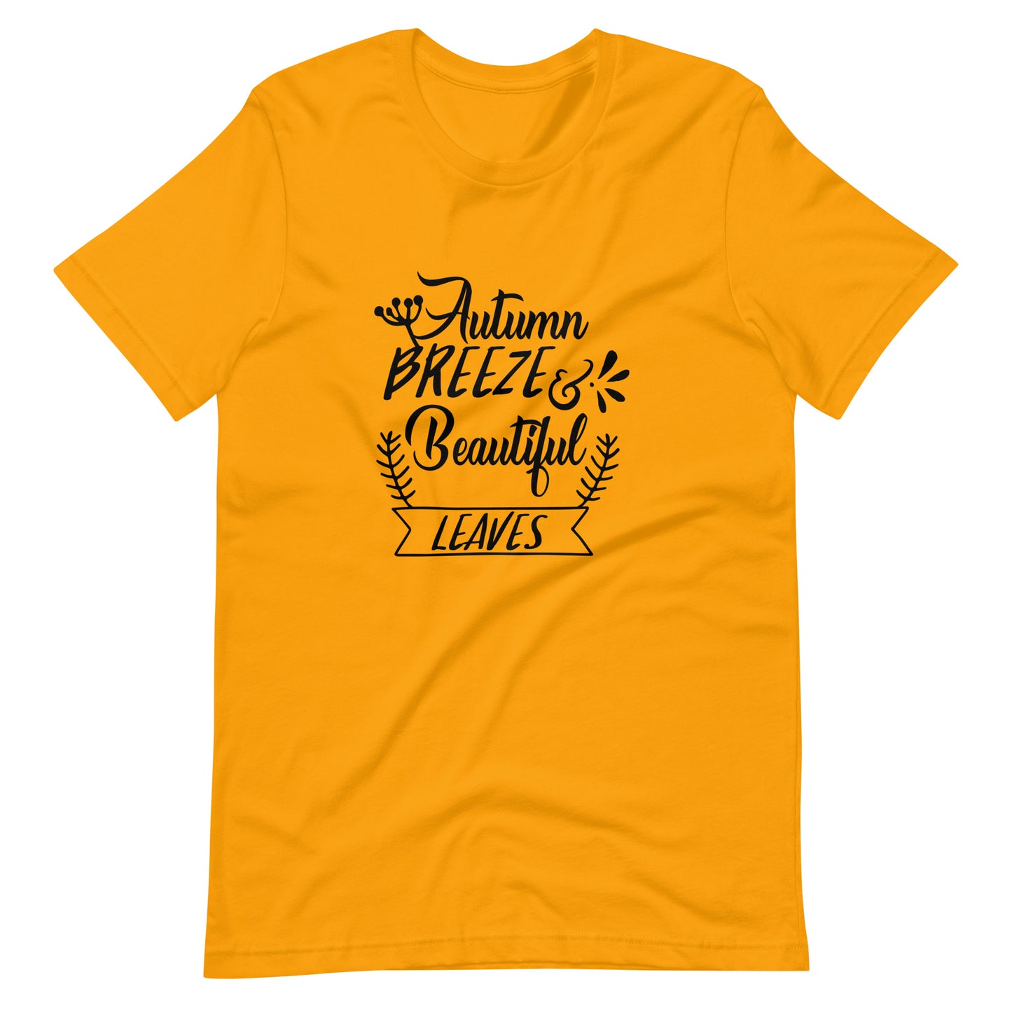 Printagon - Autumn Breeze And Beautiful Leaves 002 - Unisex T-shirt - Gold / S