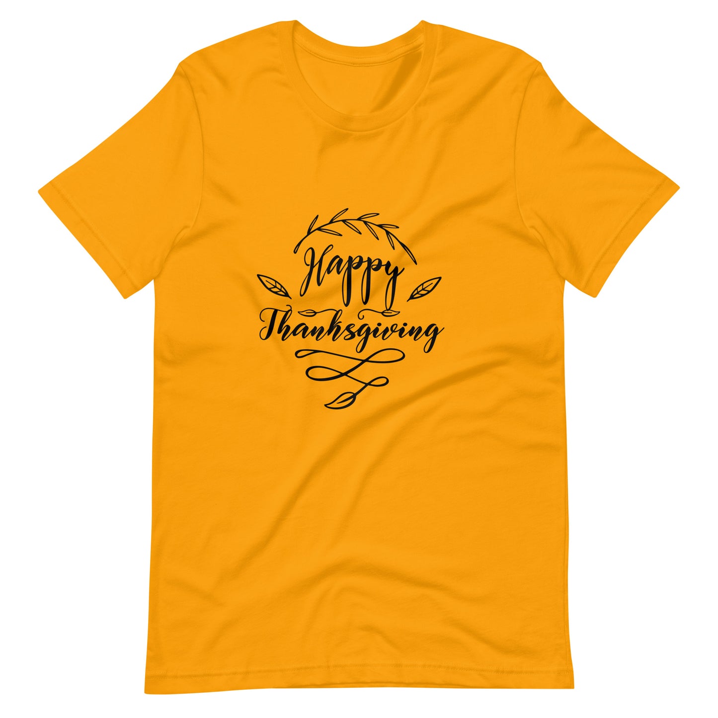 Printagon - Happy Thanks Giving - Unisex T-shirt - Gold / S