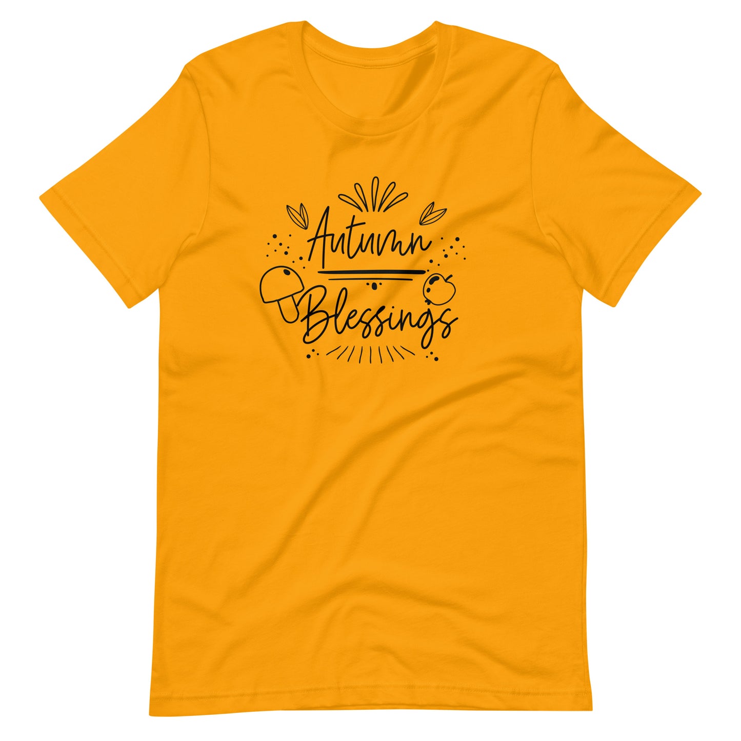 Printagon - Autumn Blessings - Unisex T-shirt - Gold / S