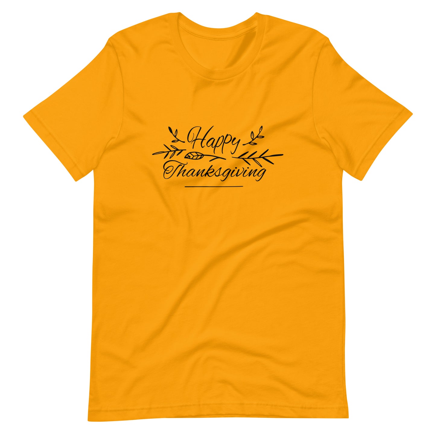 Printagon - Happy Thanks Giving 005 - Unisex T-shirt - Gold / S