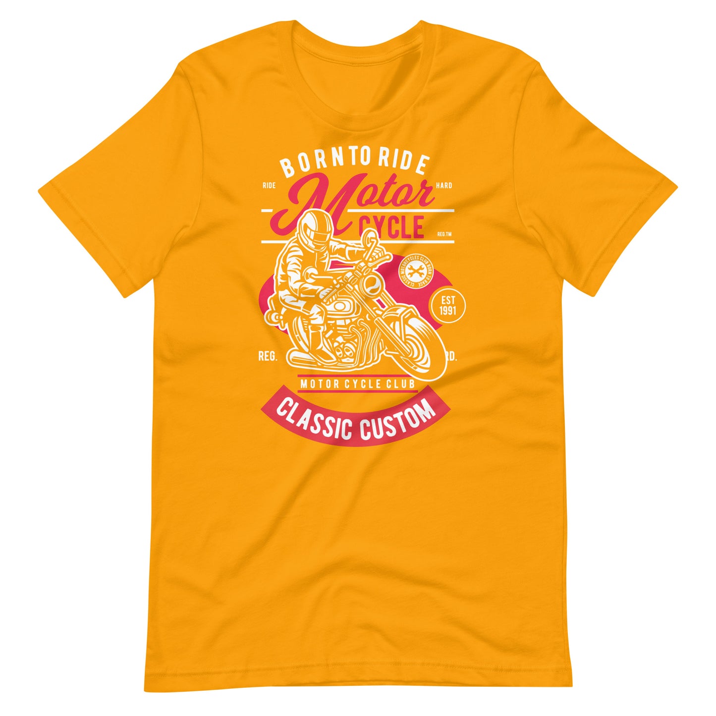 Printagon - Born To Ride Motor Cycle - T-shirt - Gold / S