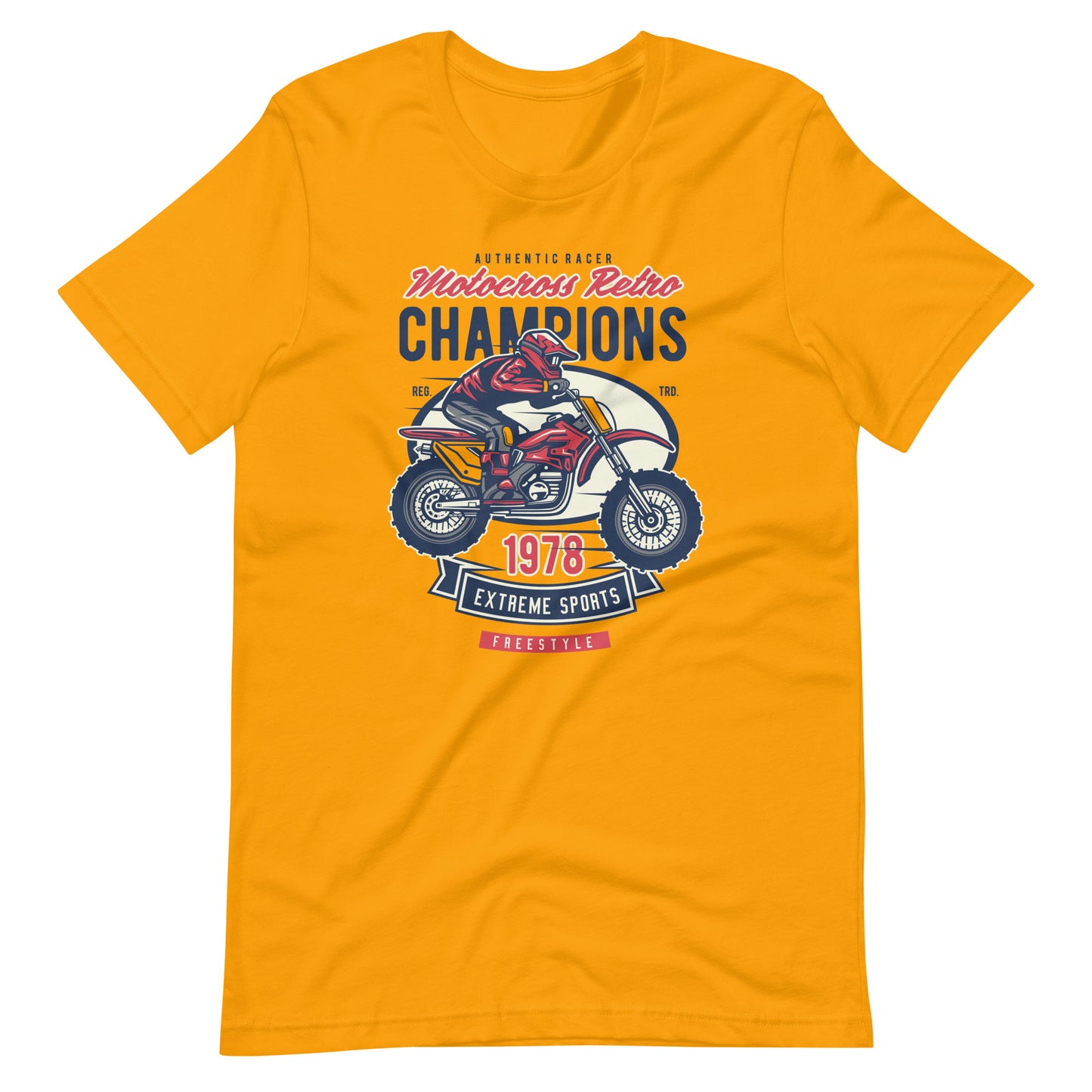 Printagon - Motocross Retro Champion - T-shirt - Gold / S