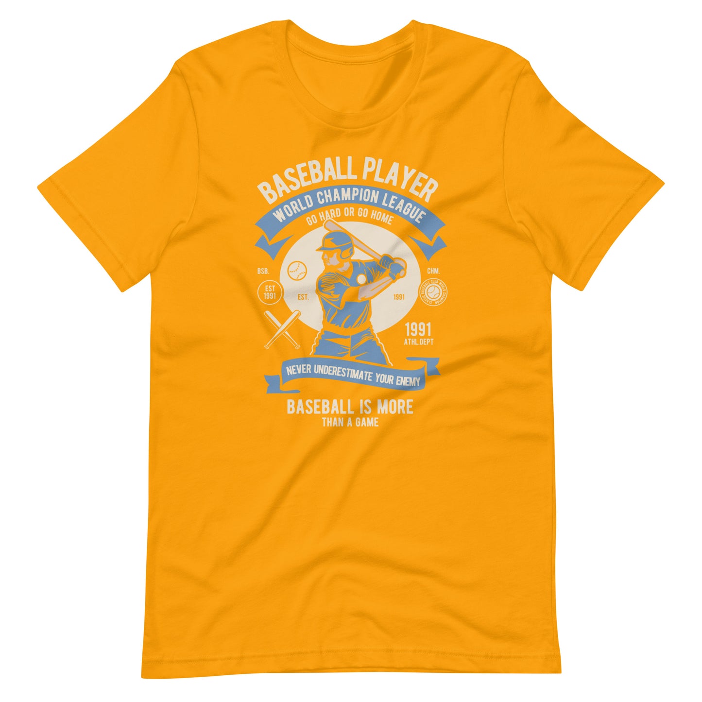 Printagon - Baseball Player - Unisex T-shirt - Gold / S